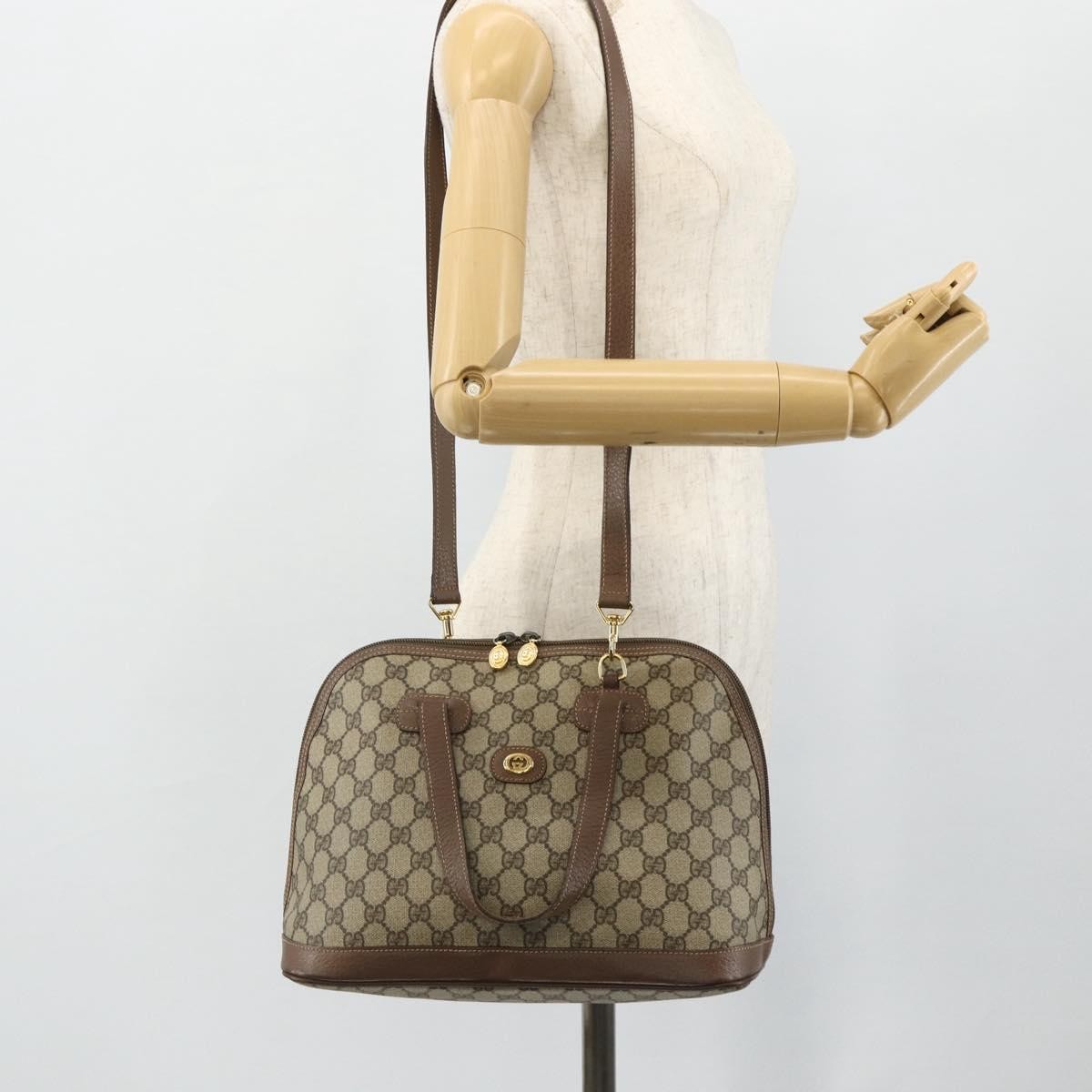 Gucci GUCCI GG Supreme Hand Bag PVC 2way Beige Gold Authentic 179199