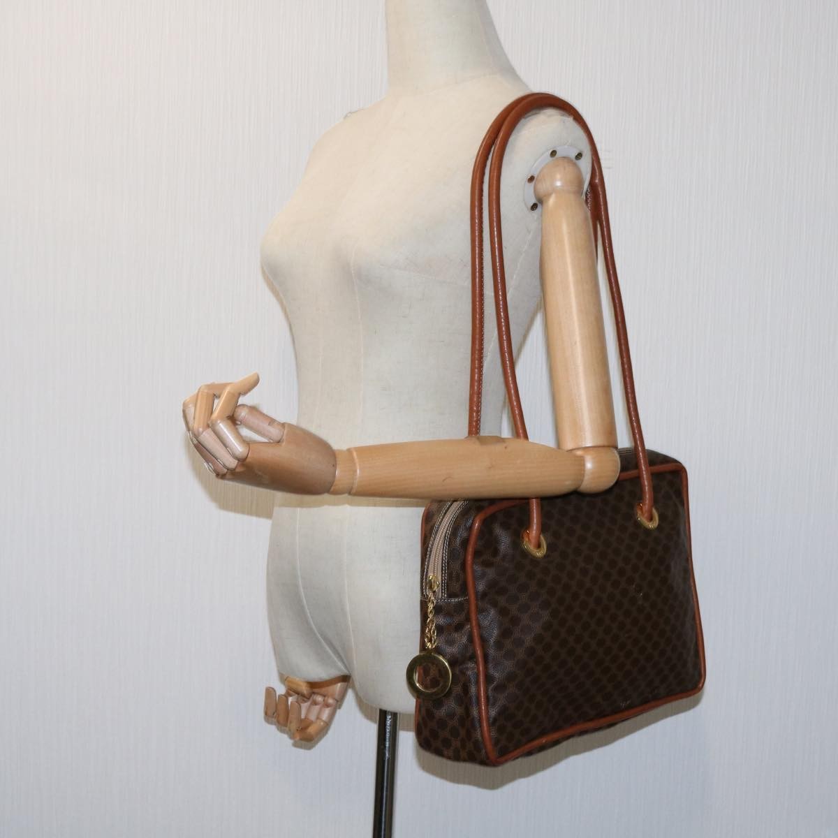 Celine CELINE Macadam Canvas Shoulder Bag PVC Brown Authentic 69901