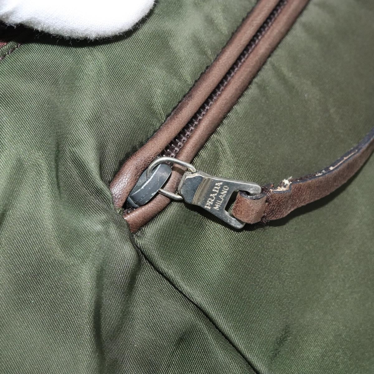 Prada PRADA Shoulder Bag Nylon Khaki Silver Authentic bs34740