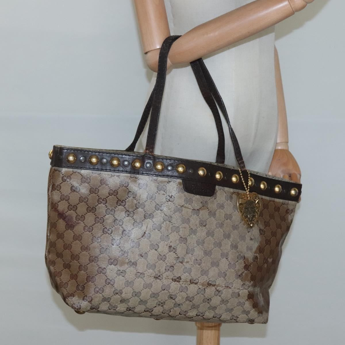Gucci GUCCI GG Crystal Tote Bag Beige 207291 Authentic MX192
