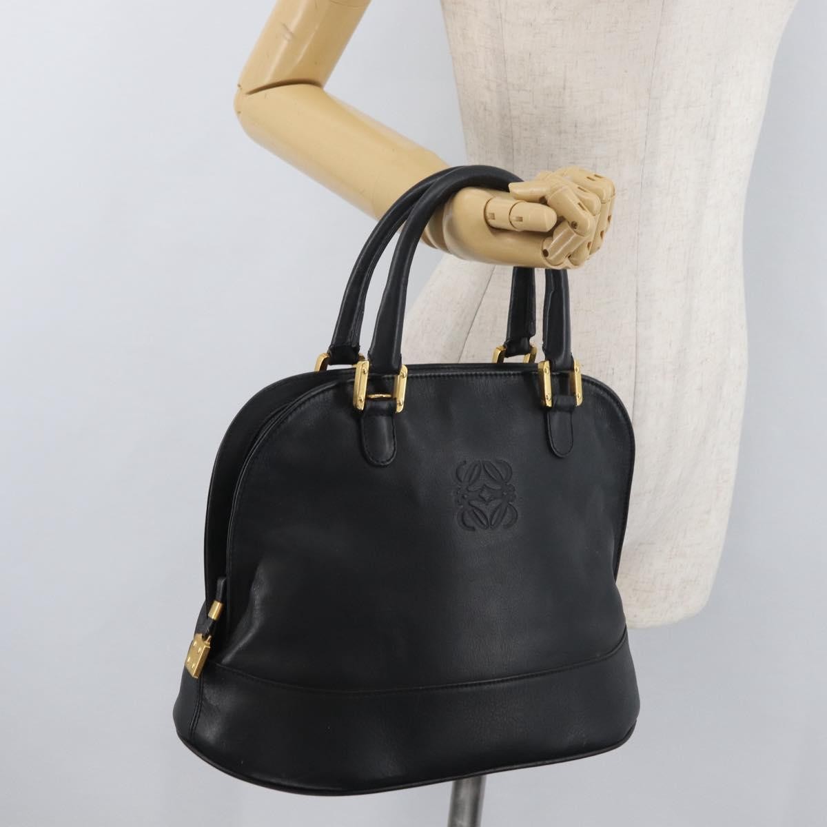 Loewe LOEWE Anagram Hand Bag Leather Black Gold Authentic bs34927