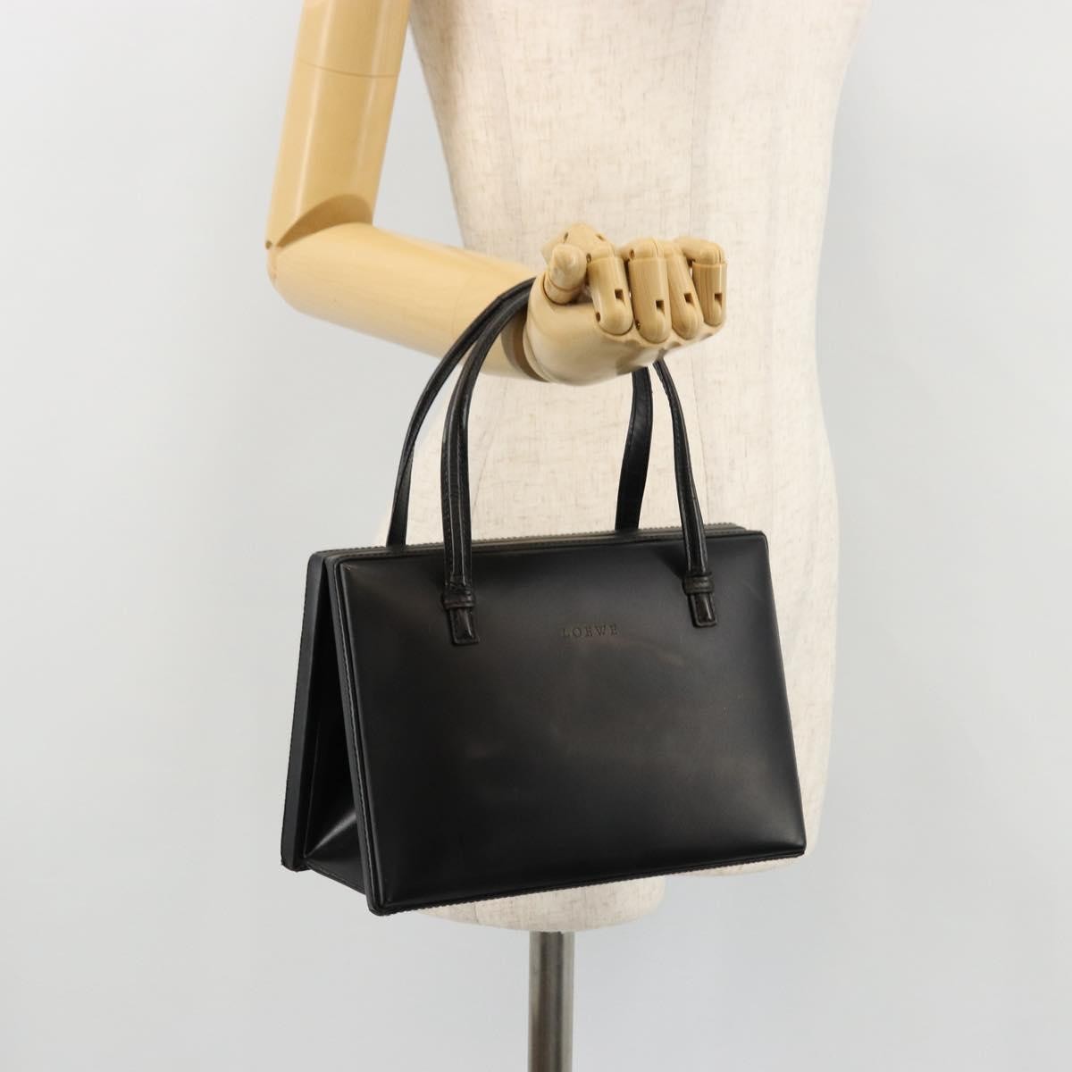 Loewe LOEWE Hand Bag Leather Black Gold Authentic bs34657