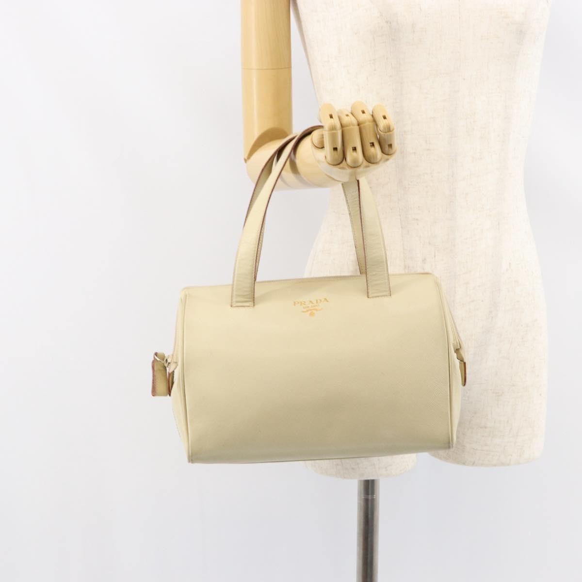 Prada PRADA Hand Bag Leather Beige Authentic BA8175