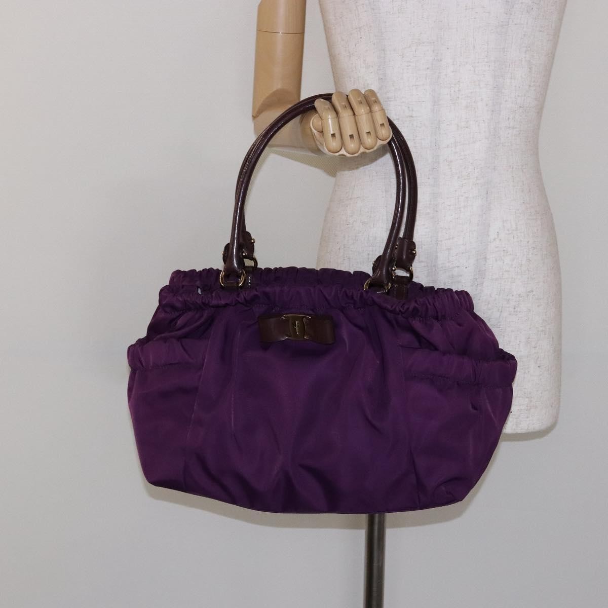 Salvatore Ferragamo Salvatore Ferragamo Vala Shoulder Bag Nylon Purple Gold Authentic 141527