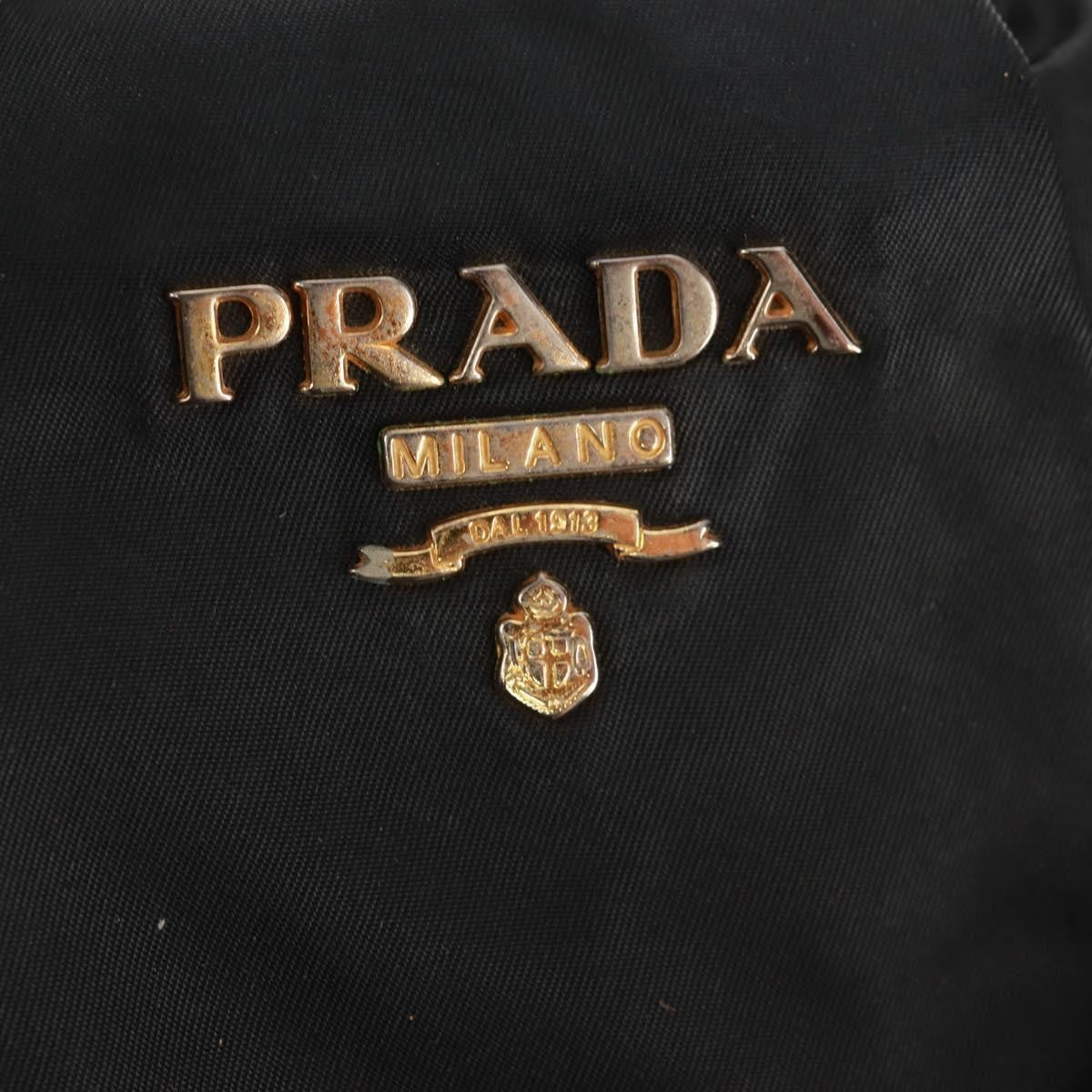 Prada PRADA Hand Bag Nylon 2way Black Gold Authentic 160520
