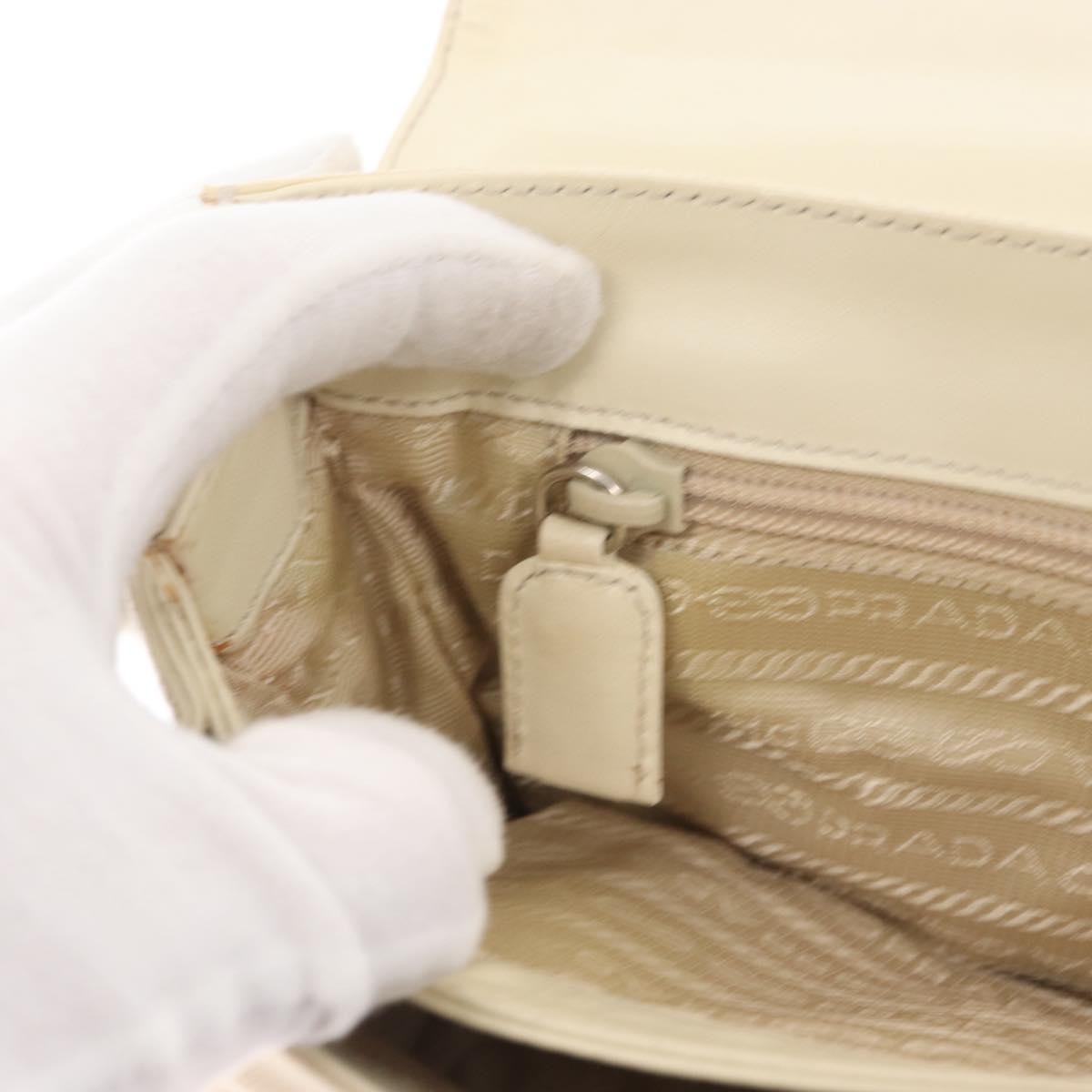 Prada PRADA Shoulder Bag Nylon Beige Silver Authentic bs33180