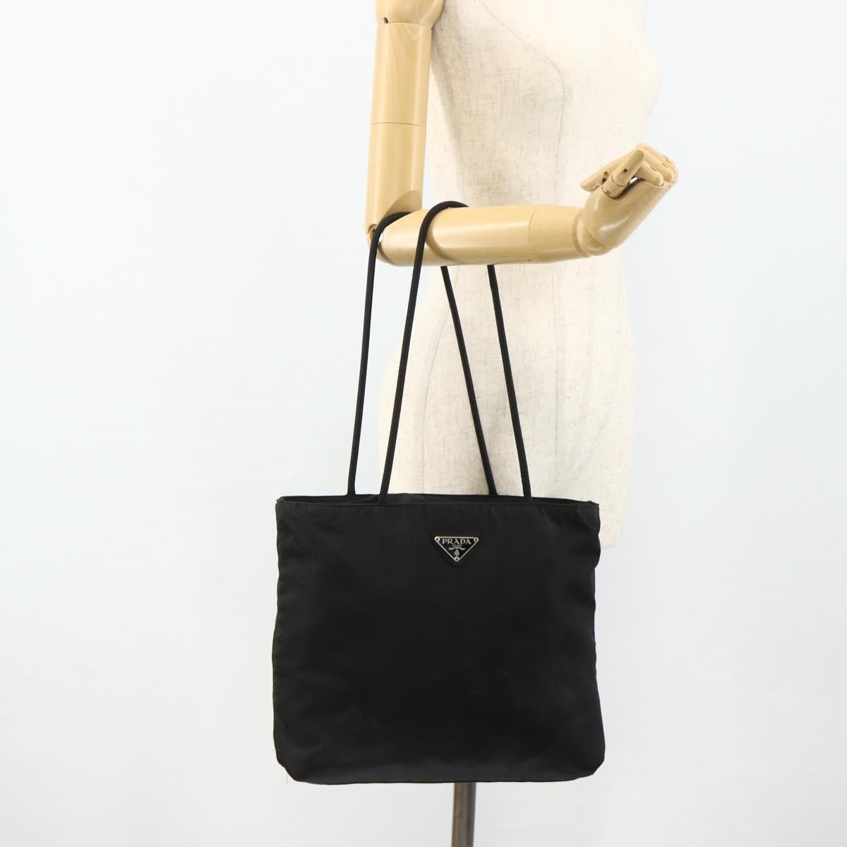Prada PRADA Tote Bag Nylon Black Silver Authentic bs34741