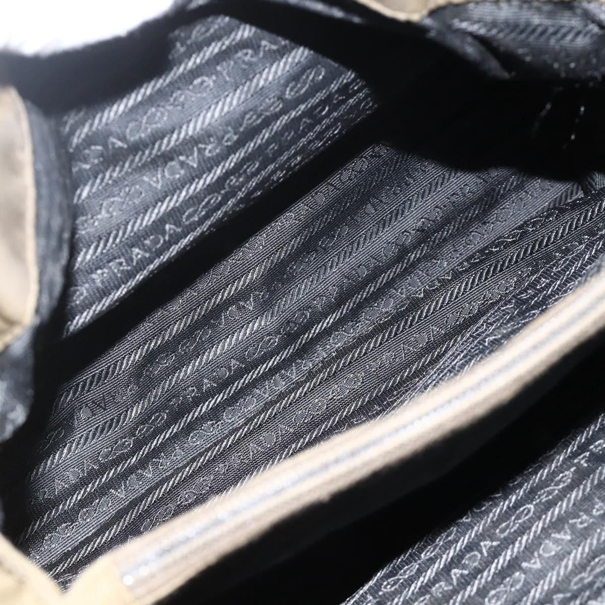 Prada PRADA Hand Bag Nylon Khaki Silver Authentic 175337
