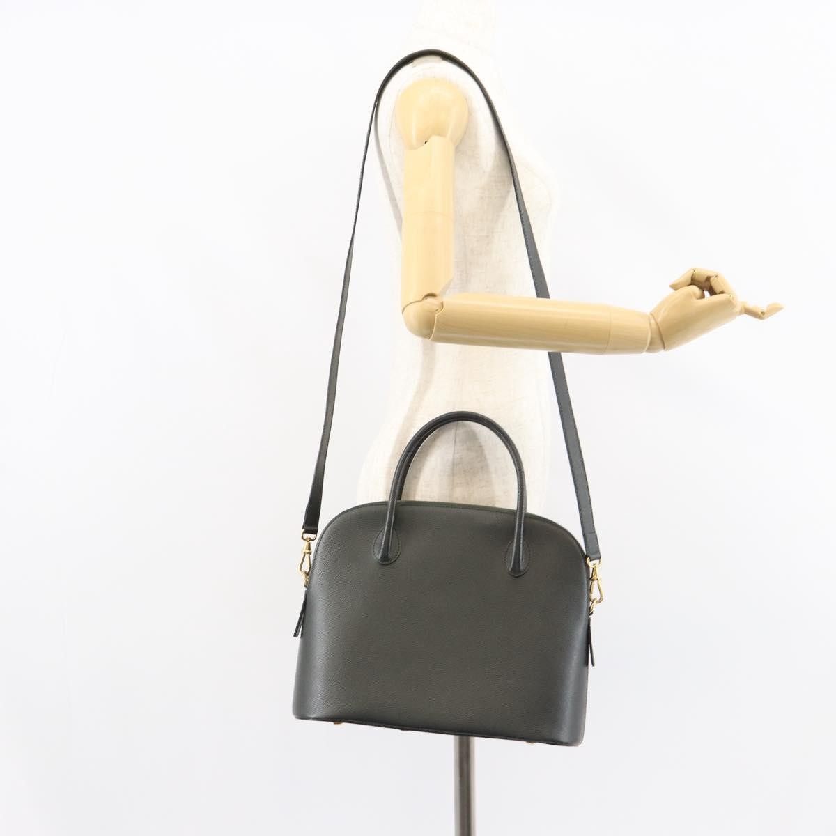 Celine CELINE Hand Bag Leather 2way Green Gold Authentic 161118