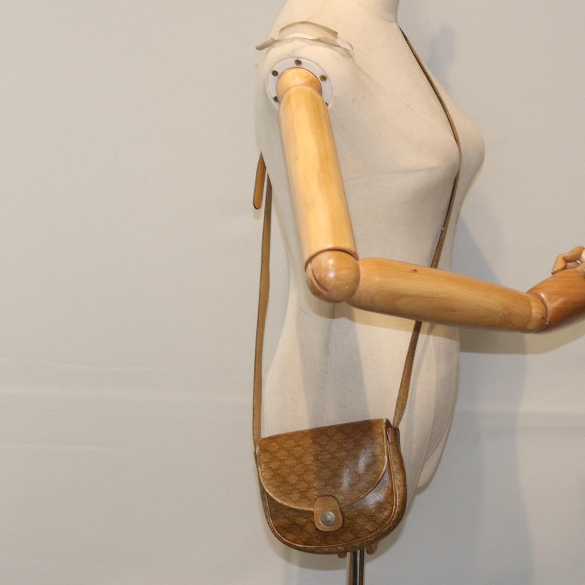 Celine CELINE Macadam Canvas Shoulder Bag PVC Beige Authentic bs18108