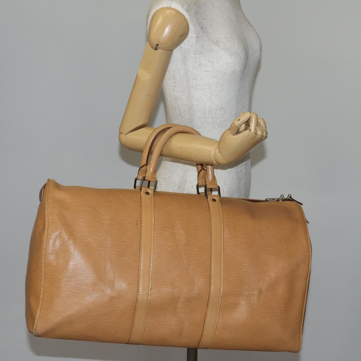 Louis Vuitton LOUIS VUITTON Epi Keepall 50 Boston Bag Beige M42941 LV Authentic hk3136