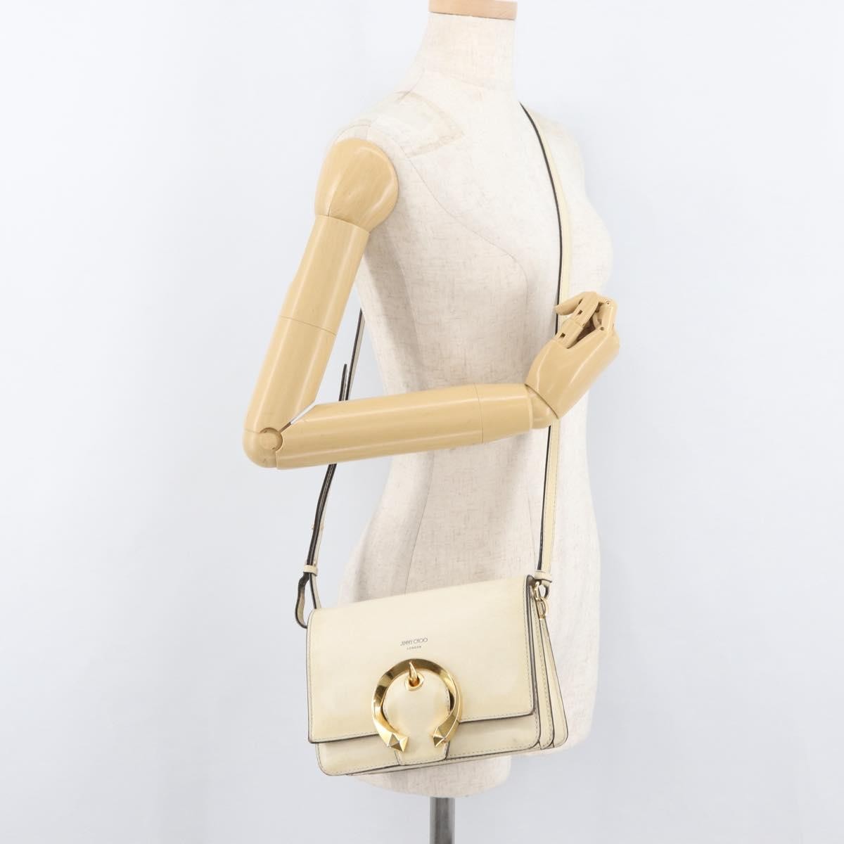 Jimmy Choo Jimmy Choo Shoulder Bag Leather White Gold Authentic BA12336
