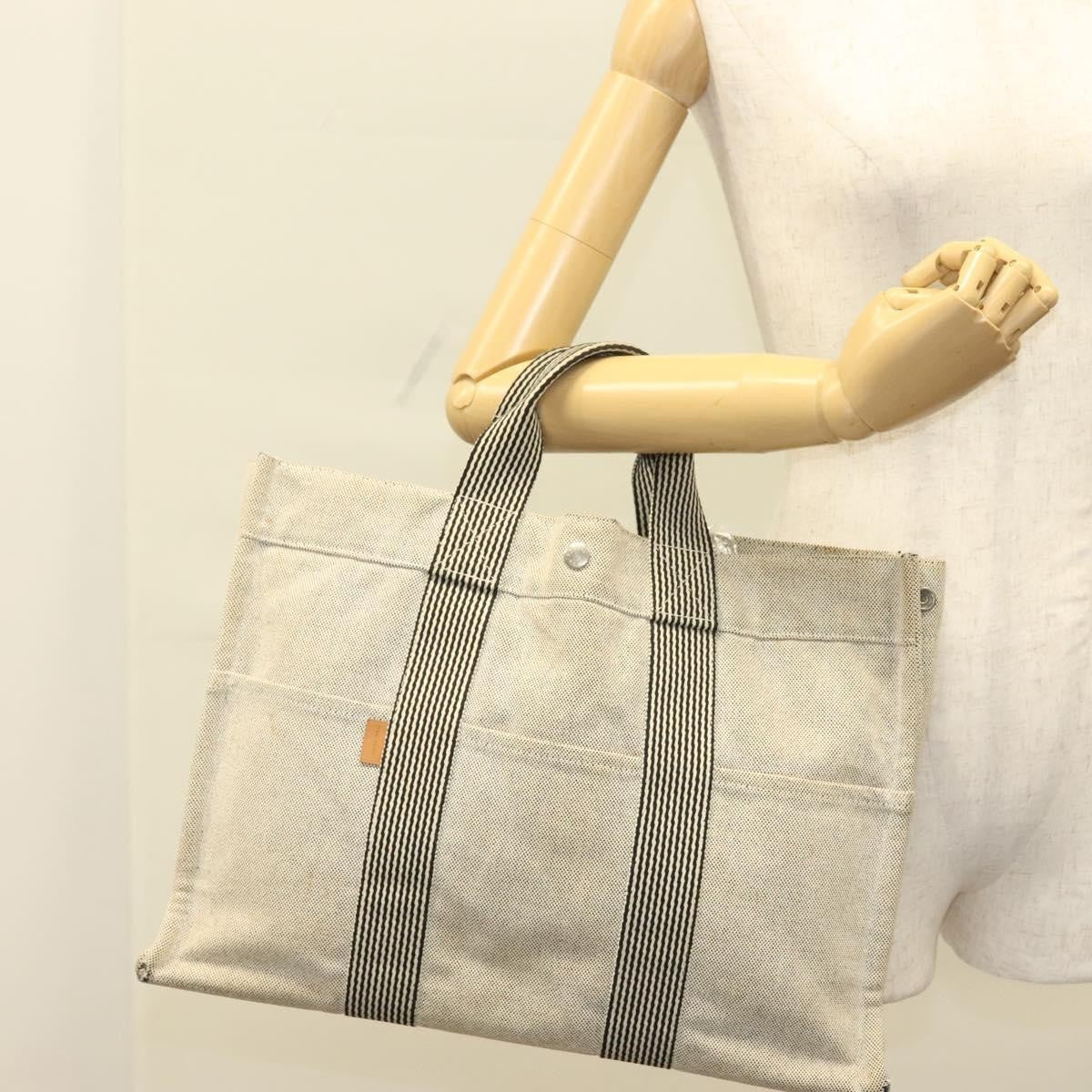 Hermès Hermès HERMES Fourre Tout MM Hand Bag Canvas Gray Silver Authentic 133159