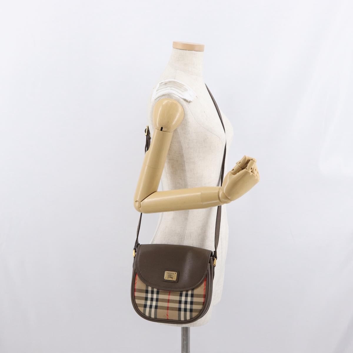 Burberrys Burberrys Nova Check Shoulder Bag Canvas Beige Gold Authentic ep13205