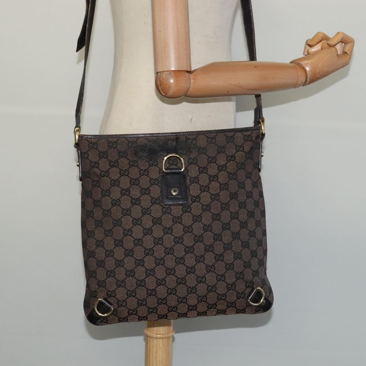 Gucci GUCCI GG Canvas Abbey Shoulder Bag Outlet Brown Gold 272400 Authentic ti3133