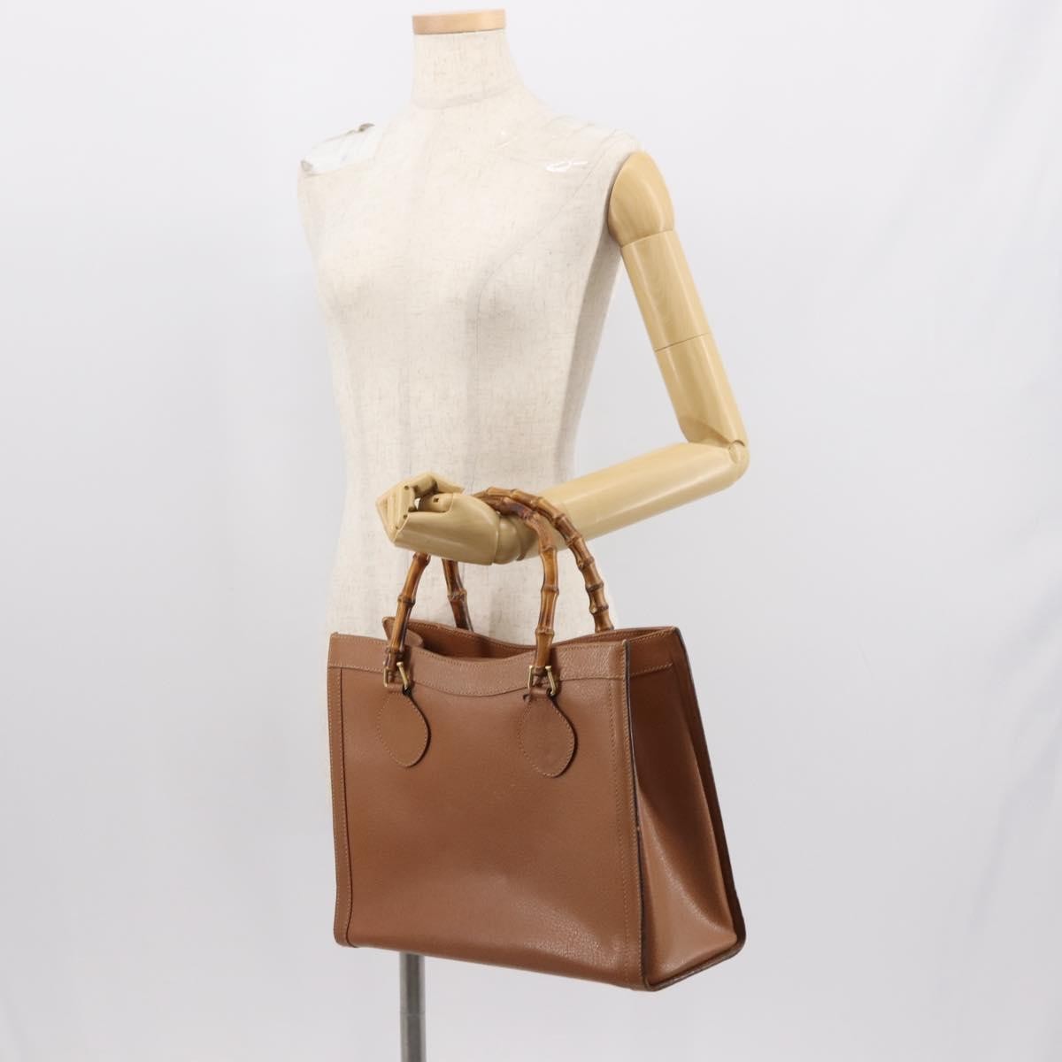 Gucci GUCCI Bamboo Hand Bag Leather Brown Gold 002 2853 0260 0 Authentic ep11300
