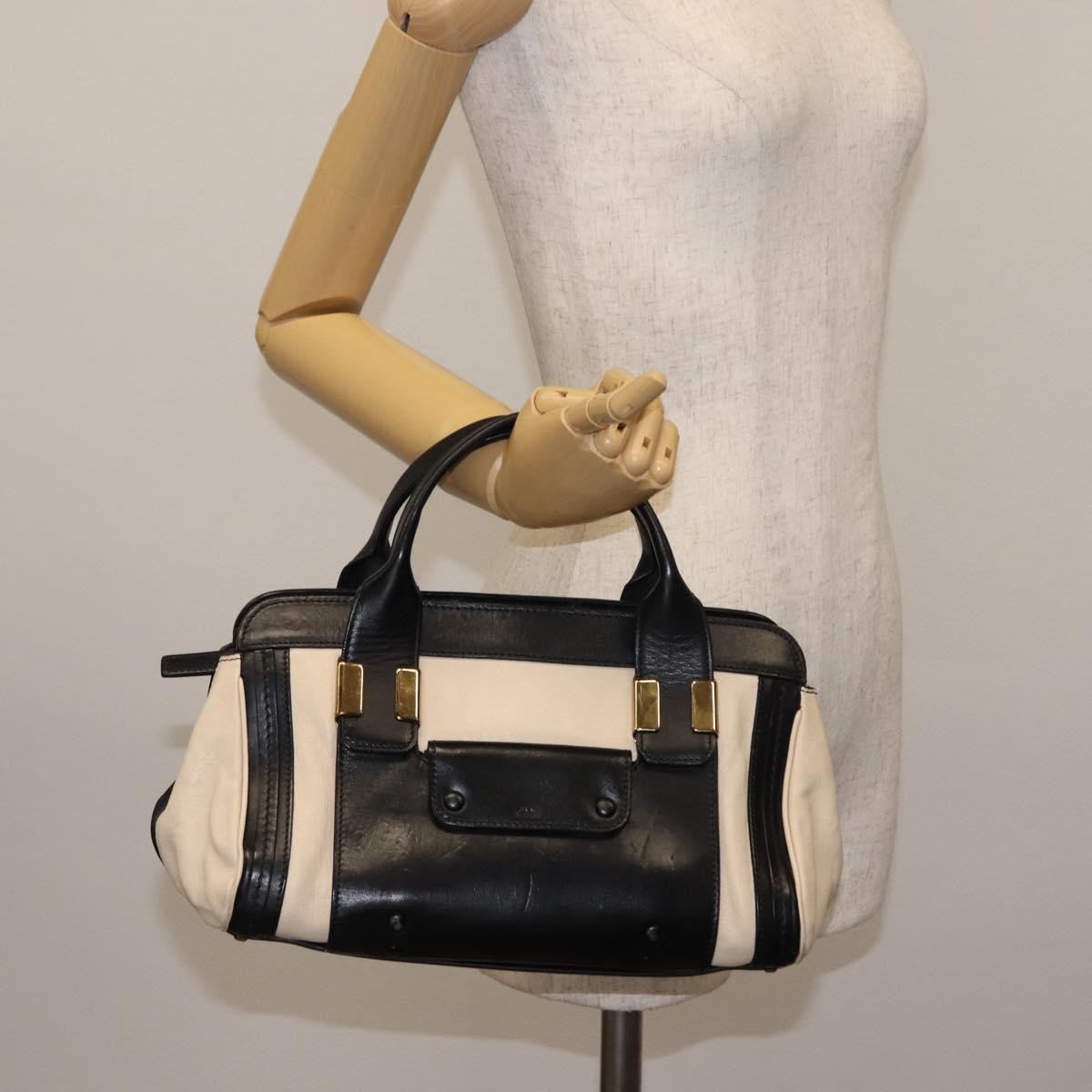 Chloé Chloé Chloe Little Alice Hand Bag Leather 2way White Gold Authentic am9323
