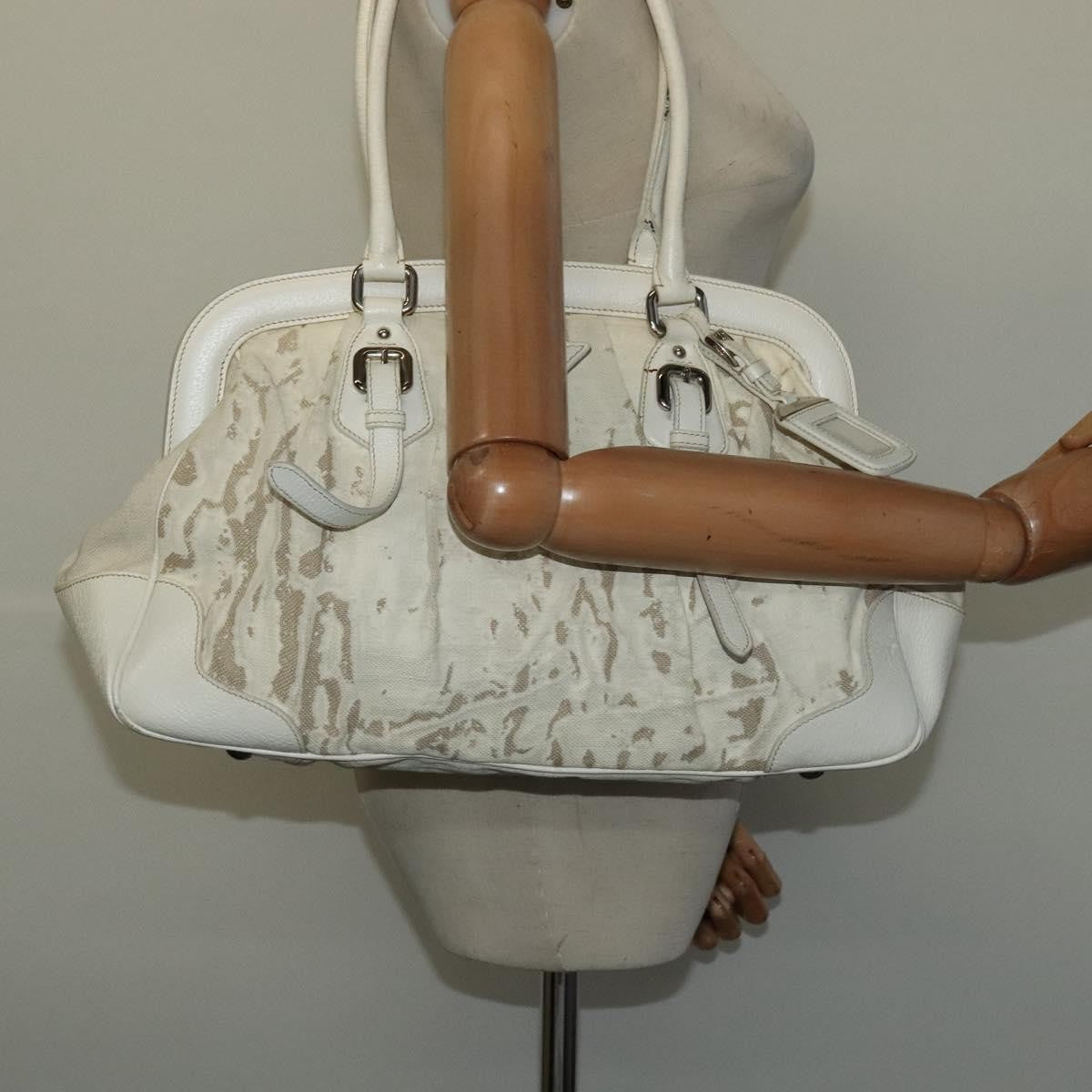Prada PRADA Shoulder Bag Canvas Silver White Authentic fm4672