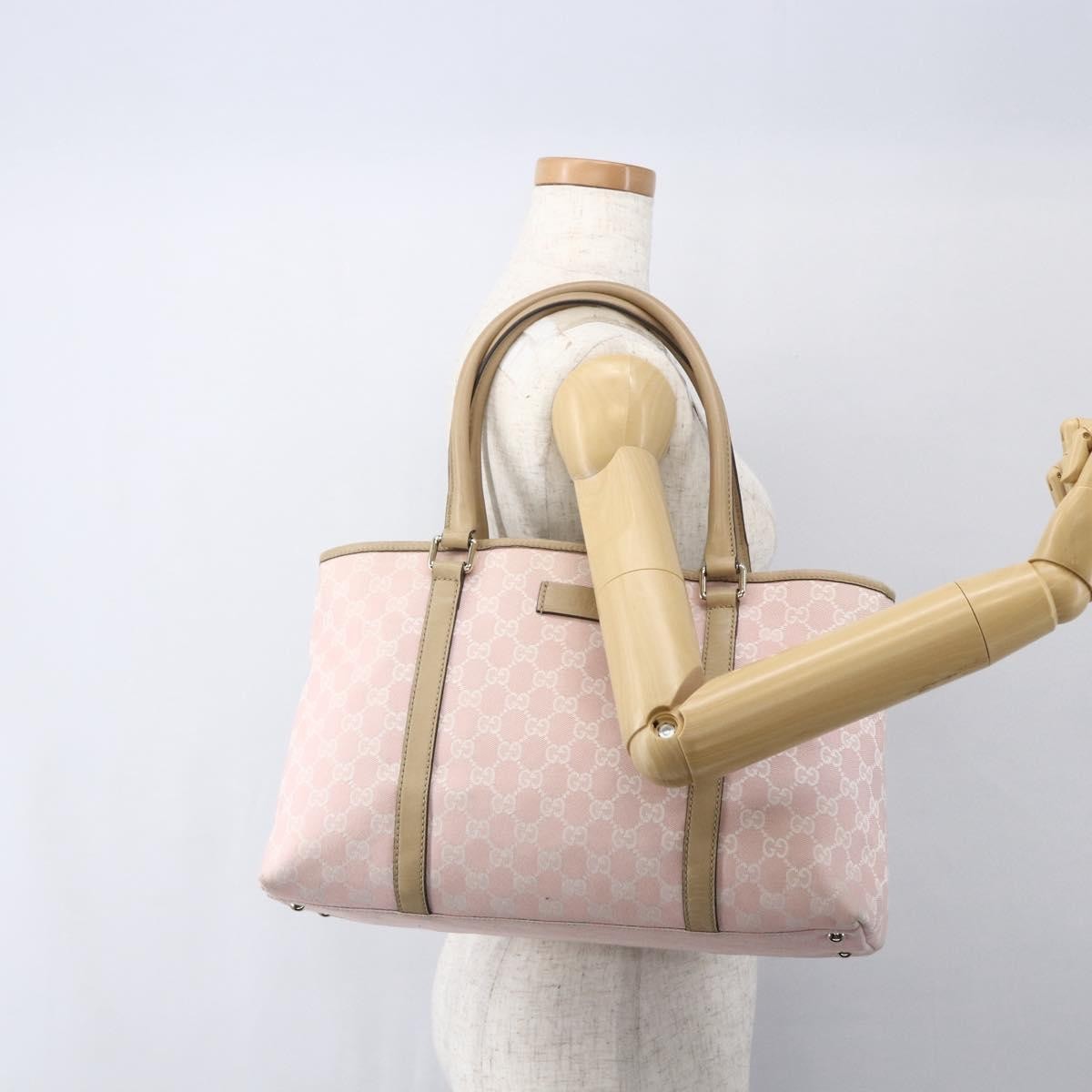 Gucci GUCCI GG Canvas Tote Bag Pink Gold Authentic 158451