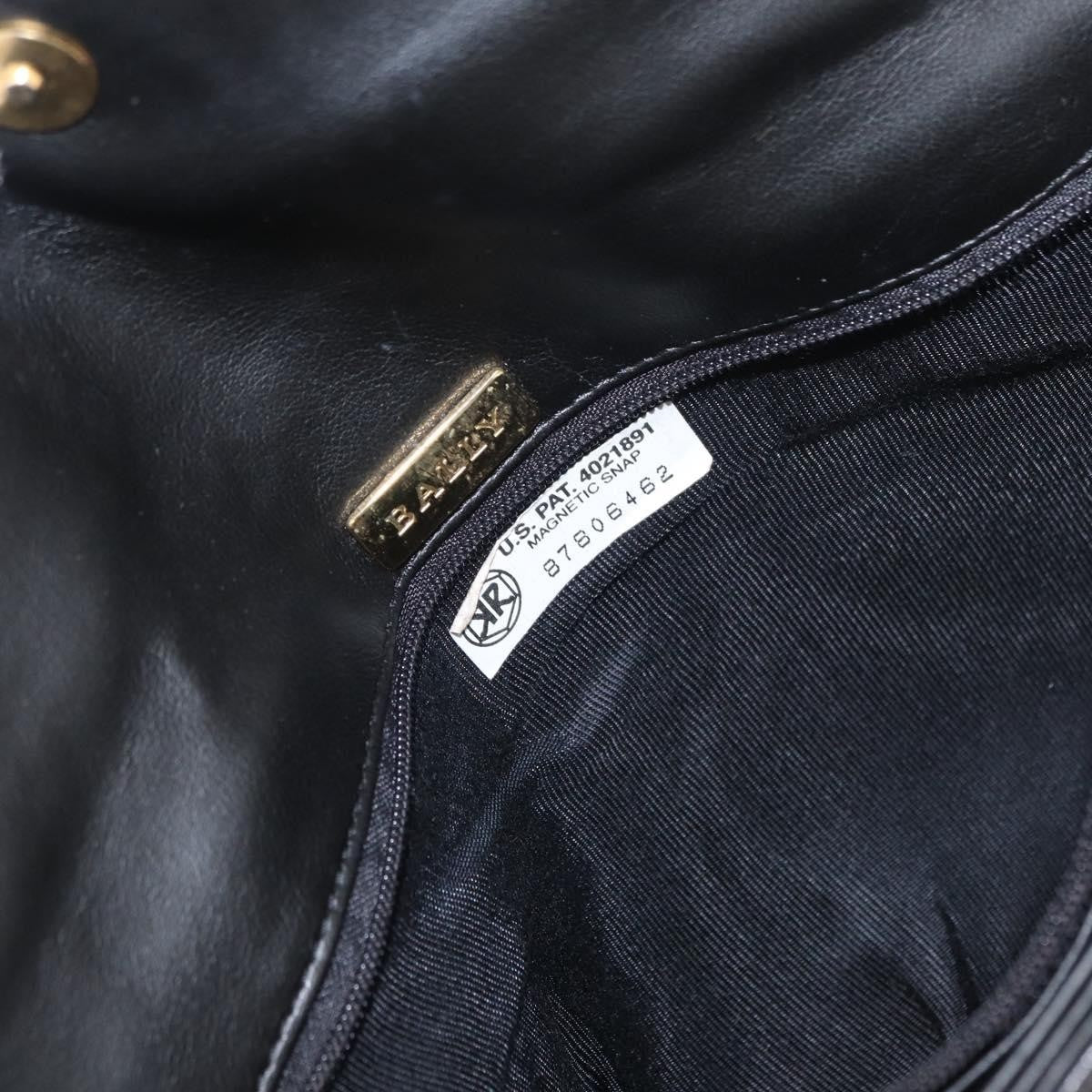 BALLY BALLY Chain Shoulder Bag Leather Black Gold Authentic 157788