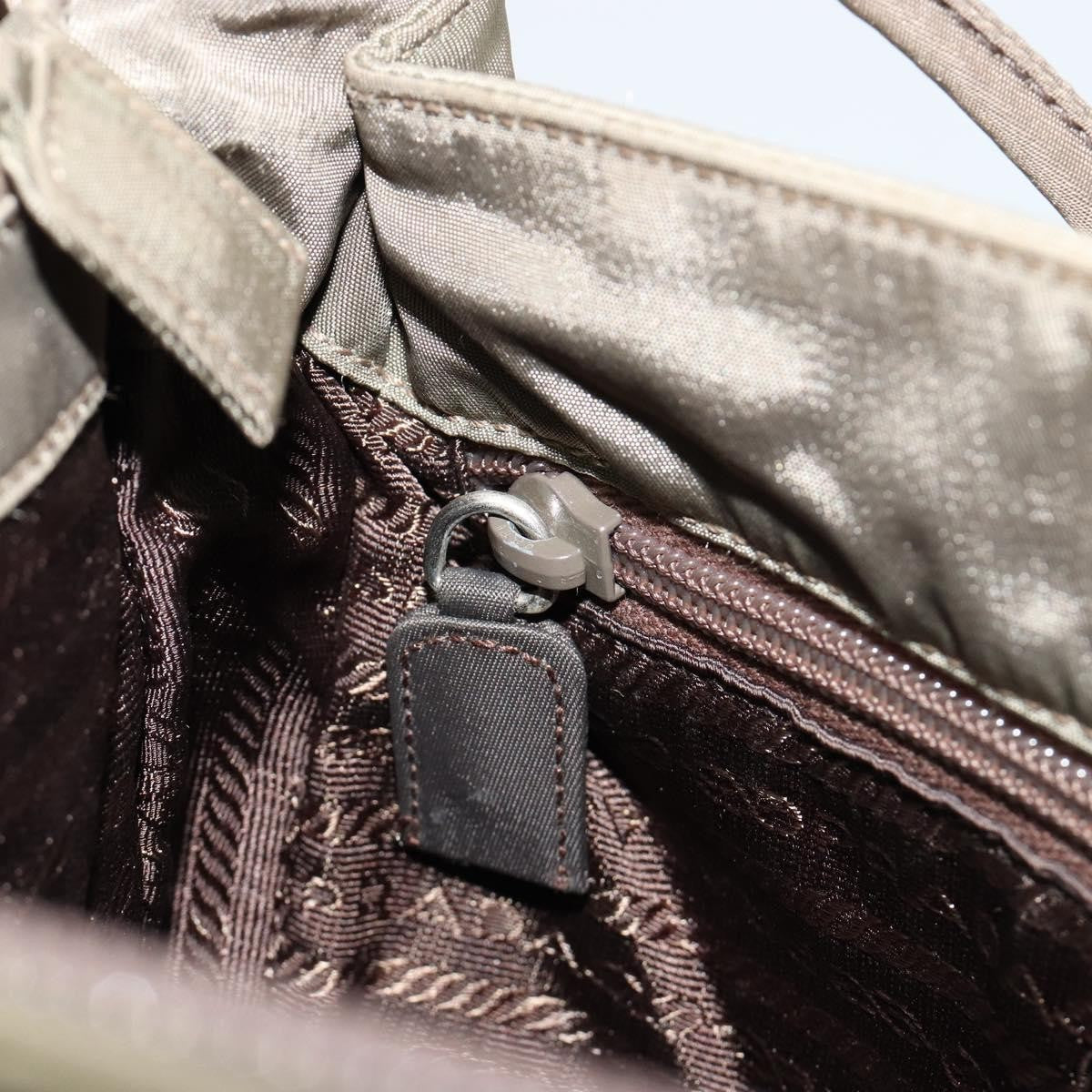 Prada PRADA Tote Bag Nylon Khaki Silver Authentic BA12923