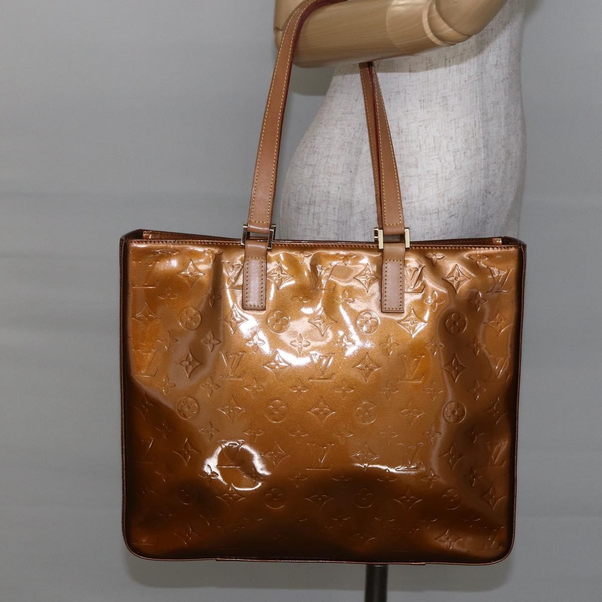 Louis Vuitton LOUIS VUITTON Monogram Vernis Columbus Tote Bag Bronze M91134 LV Authentic 145167