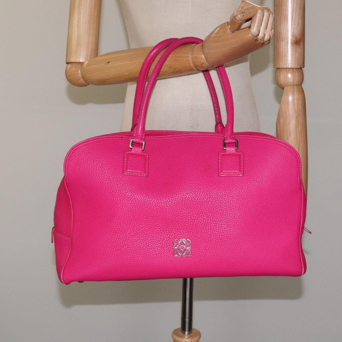 Loewe LOEWE Anagram Hand Bag Leather Pink Gold Authentic yk17930