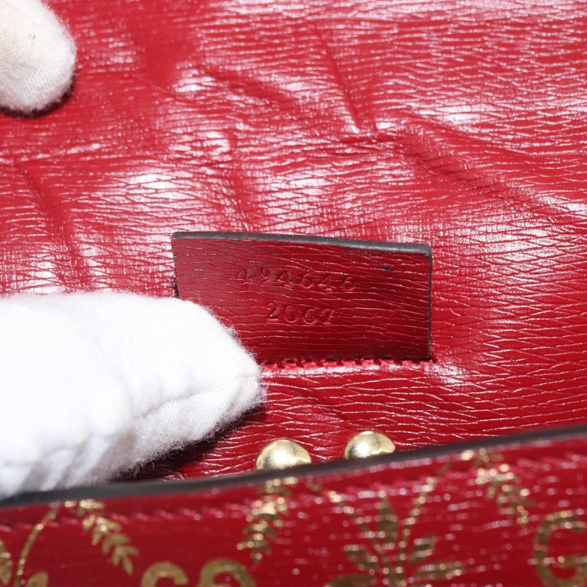 Gucci GUCCI GG Canvas Sylvie Sherry Line Chain Bag Leather Red 494646 Authentic BAZ806A