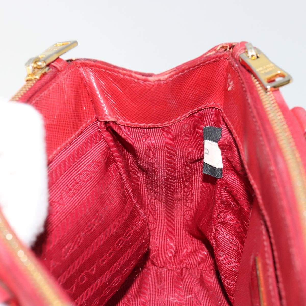Prada PRADA Hand Bag Safiano leather 2way Red Gold Authentic 179933
