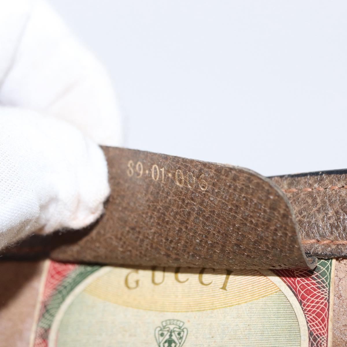 Gucci GUCCI GG Supreme Web Sherry Line Clutch Bag PVC Beige Gold 89 01 006 Authentic 155387
