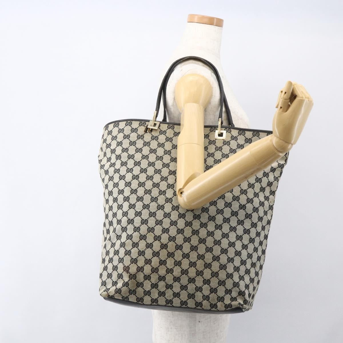 Gucci GUCCI GG Canvas Tote Bag Navy Gold 002 1097 3444 Authentic 158526