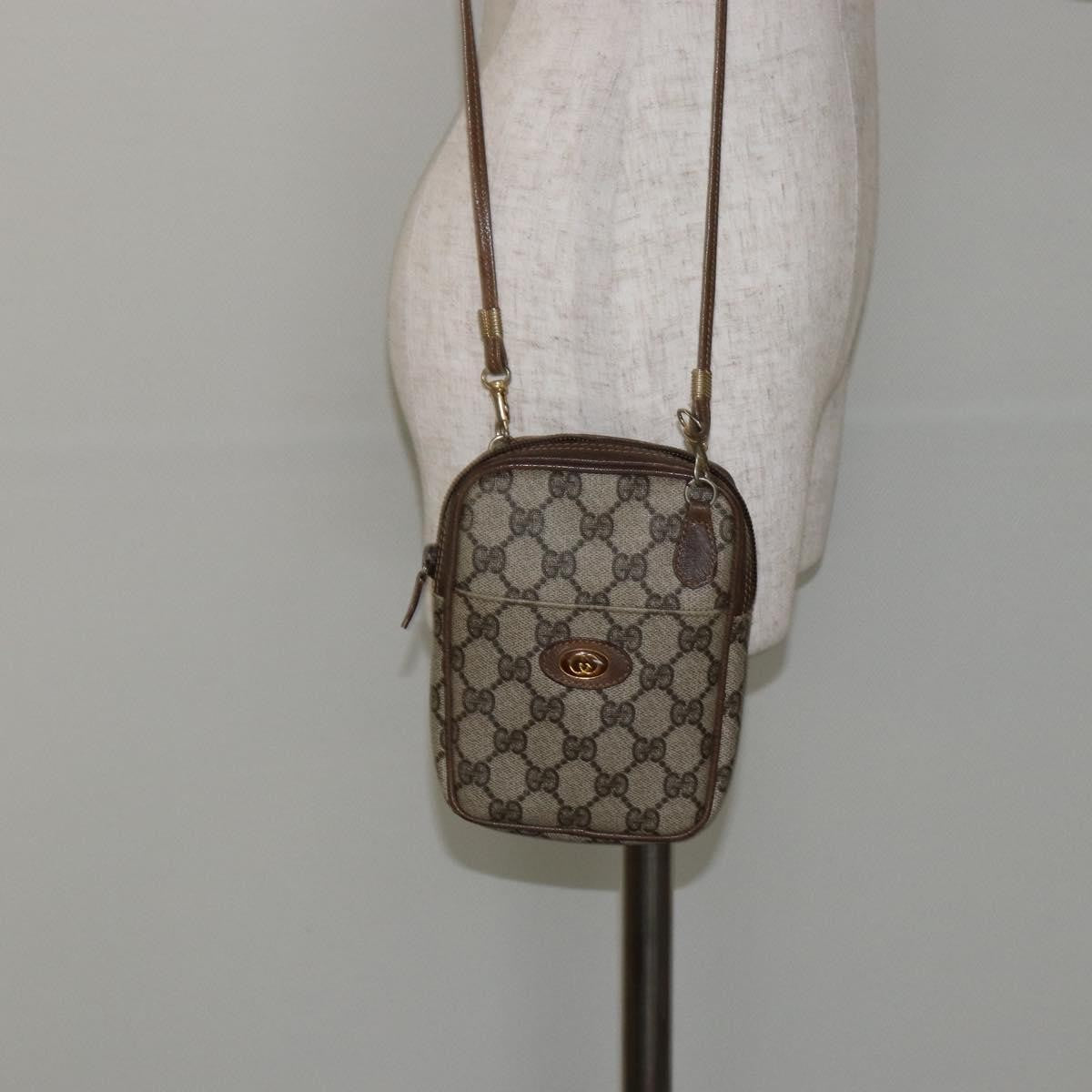 Gucci GUCCI GG Supreme Shoulder Bag PVC Beige Gold Authentic BA6562