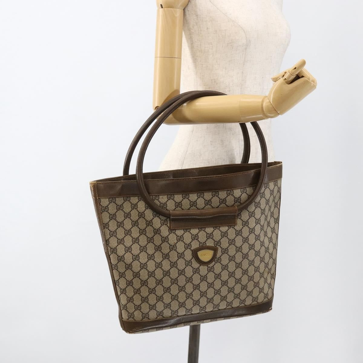 Gucci GUCCI GG Supreme Shoulder Bag PVC Beige Gold Authentic bs34284