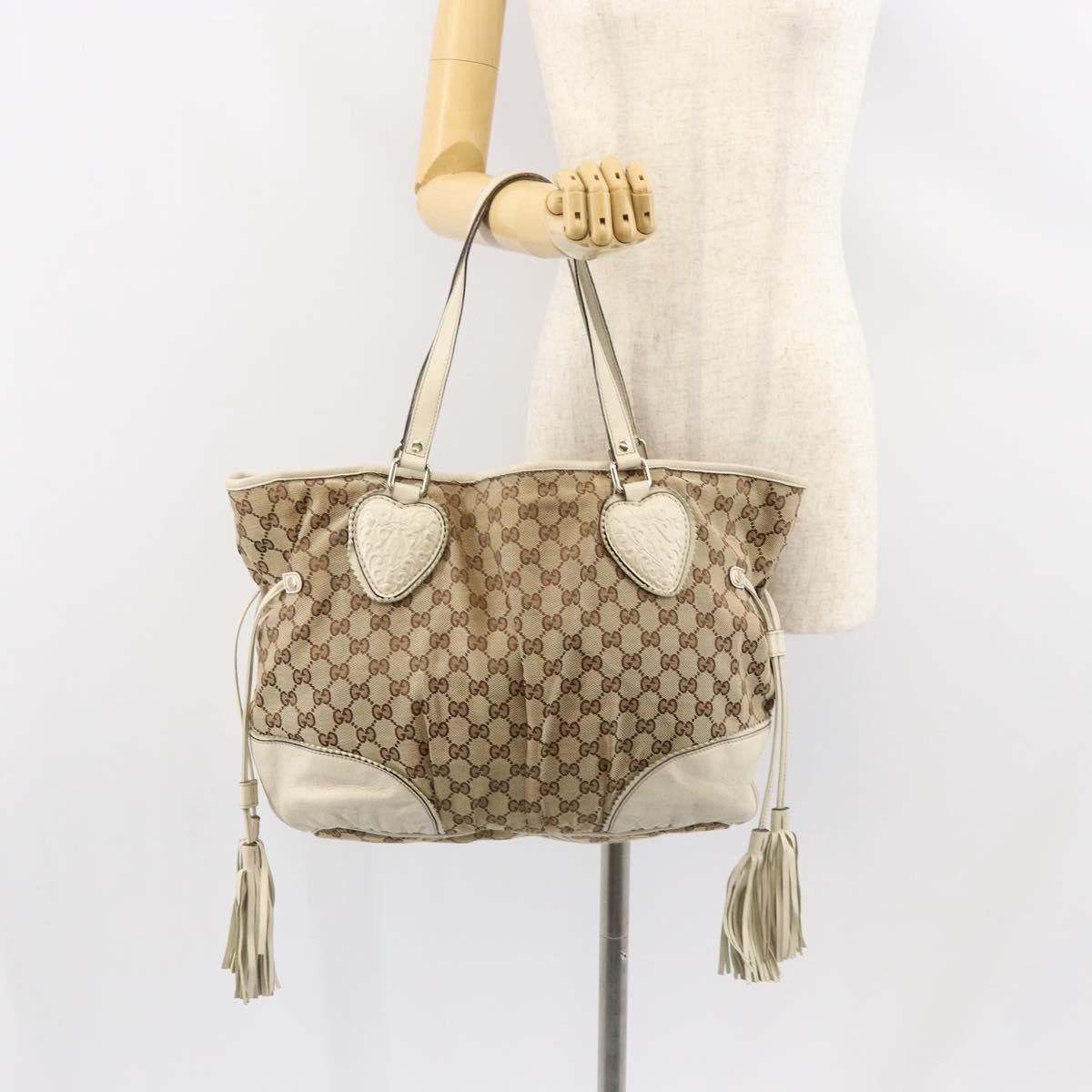 Gucci GUCCI GG Canvas Tote Bag Beige Gold 211954 Authentic 146633