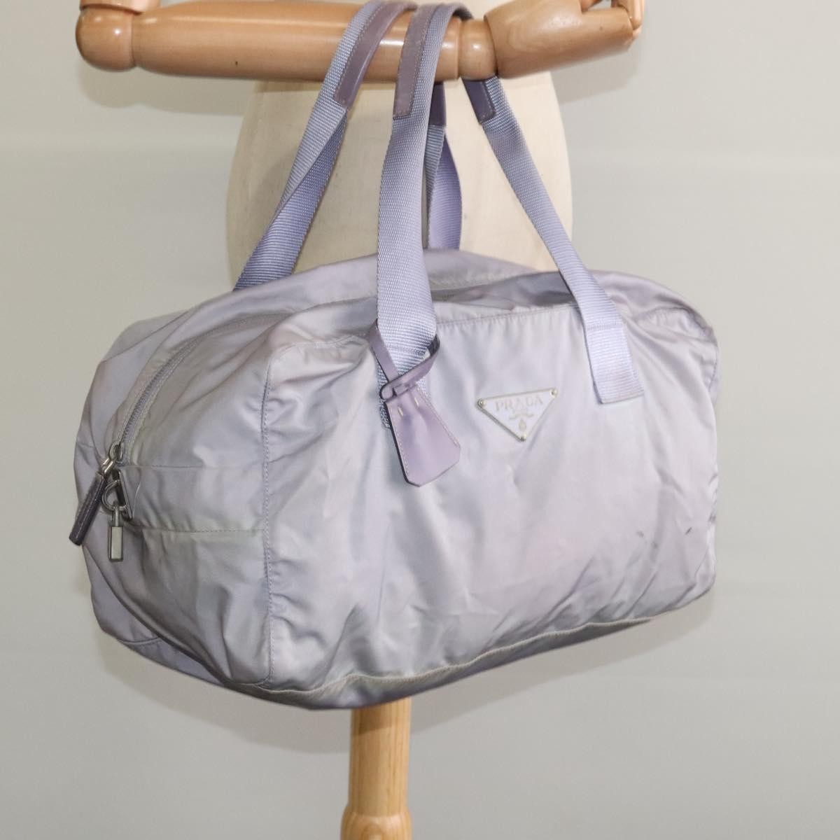 Prada PRADA Boston Bag Nylon Purple Silver Authentic 115876