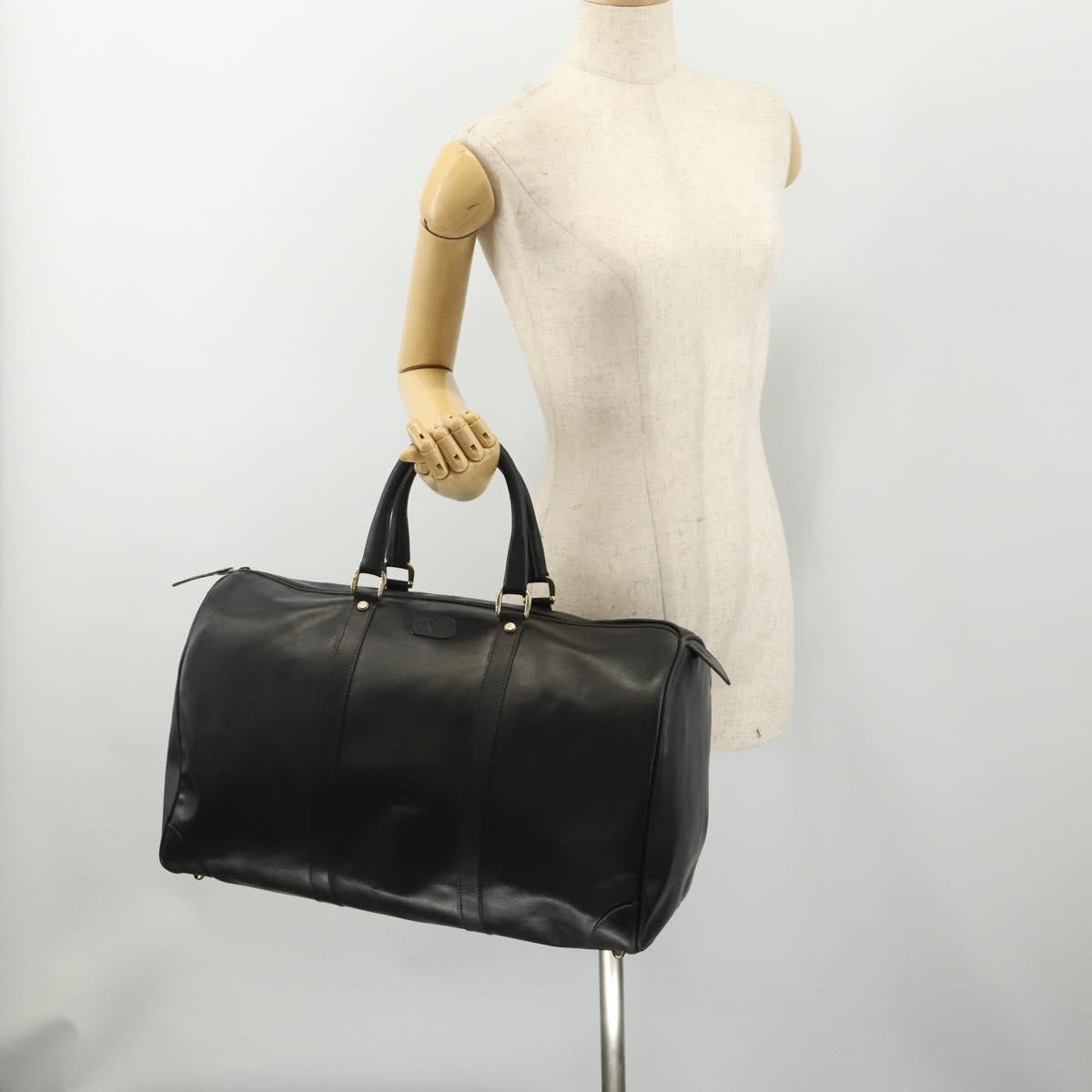 Valentino VALENTINO Boston Bag Leather Black Gold Authentic bs35030A