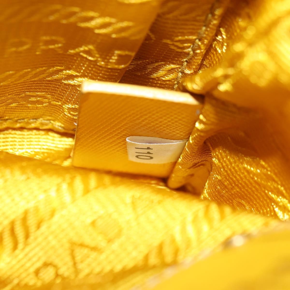 Prada PRADA Chain Shoulder Bag Nylon Leather Yellow Gold Authentic 143507