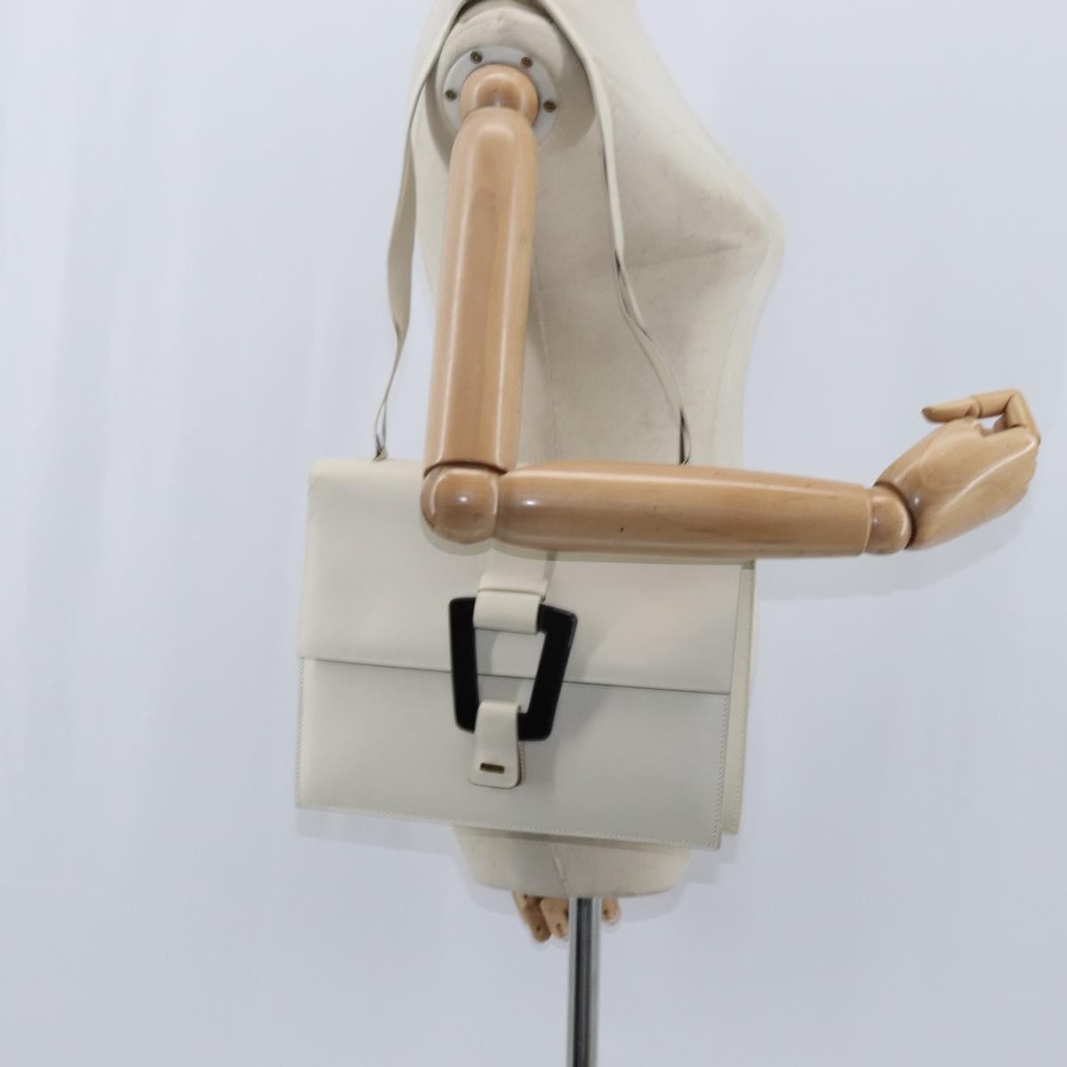 Gucci GUCCI Shoulder Bag Leather White Gold Authentic BA7470