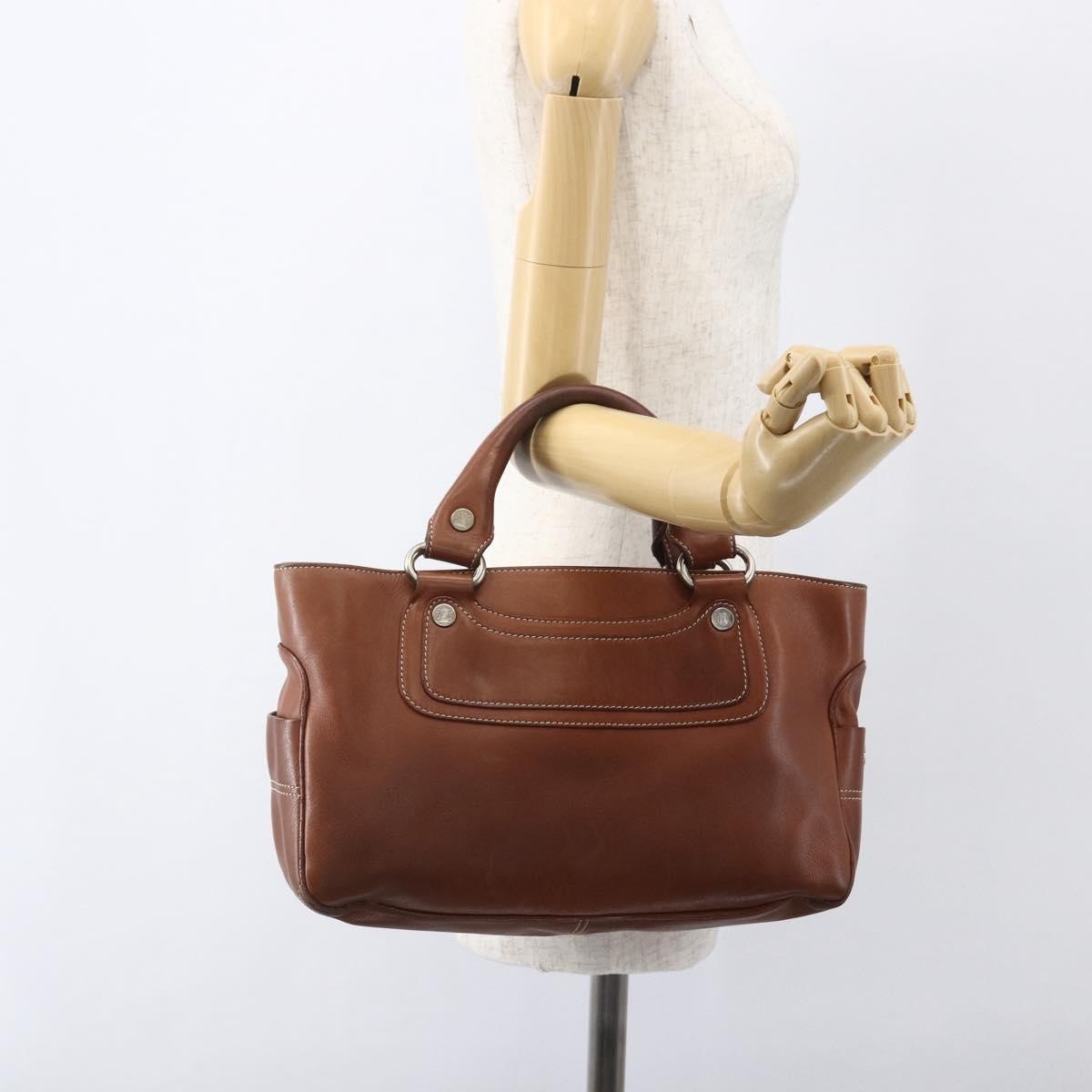 Celine CELINE Boogie bag Hand Bag Leather Brown Silver Authentic ka853