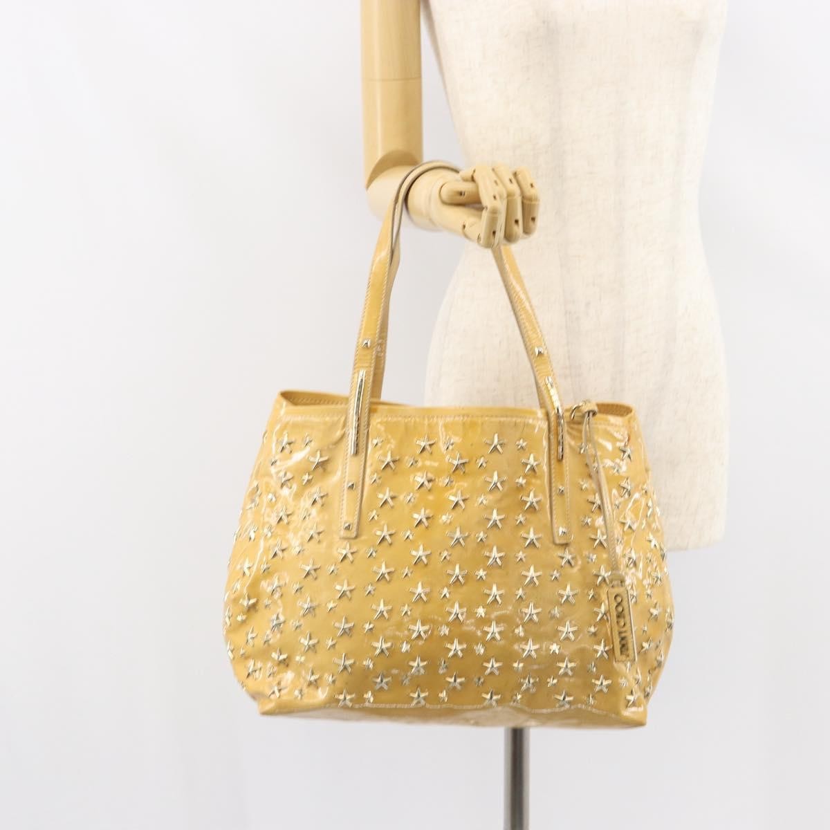 Jimmy Choo Jimmy Choo Studs Tote Bag Enamel Yellow Gold Authentic bs31691