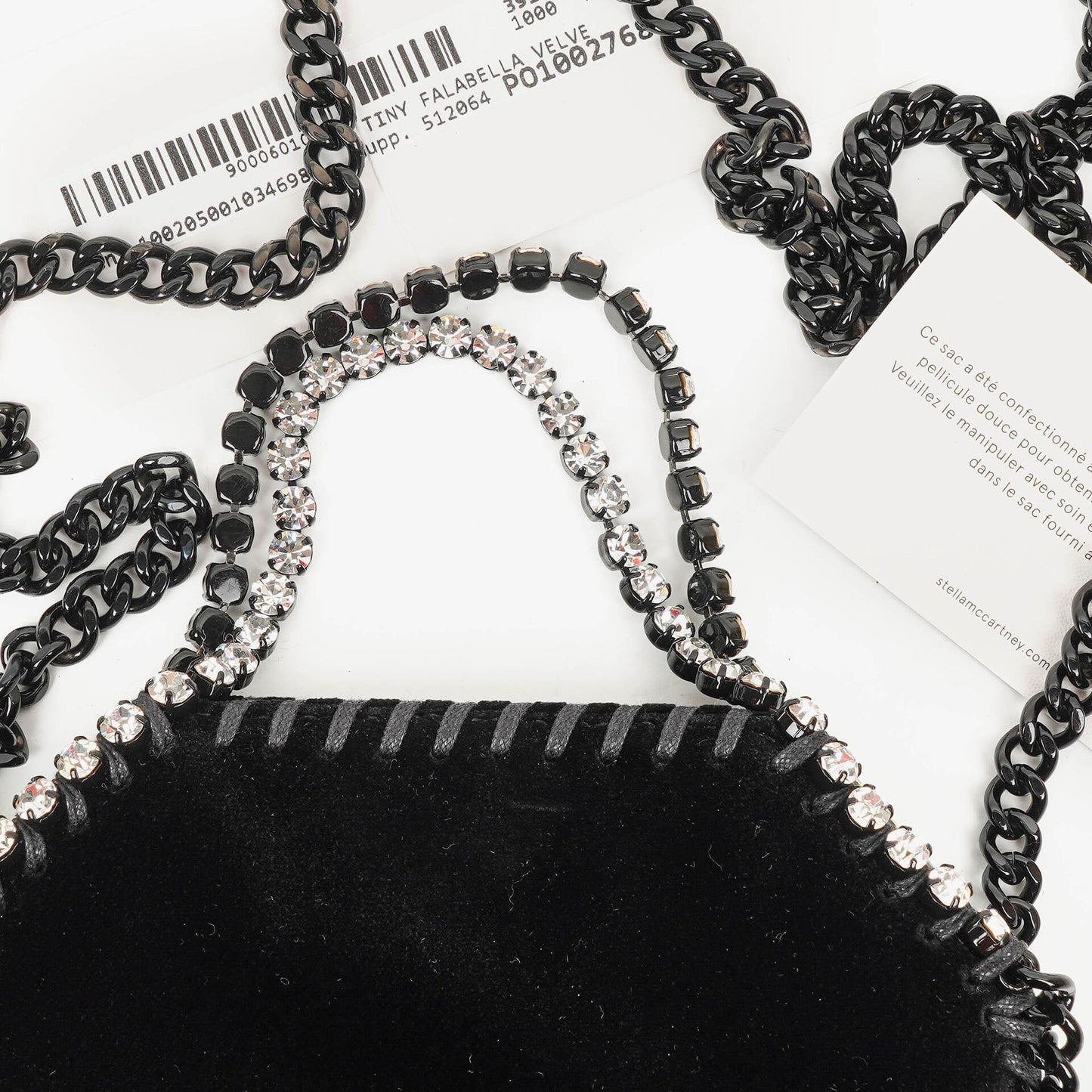 Stella McCartney Falabella Tiny Tote Schwarz Samt