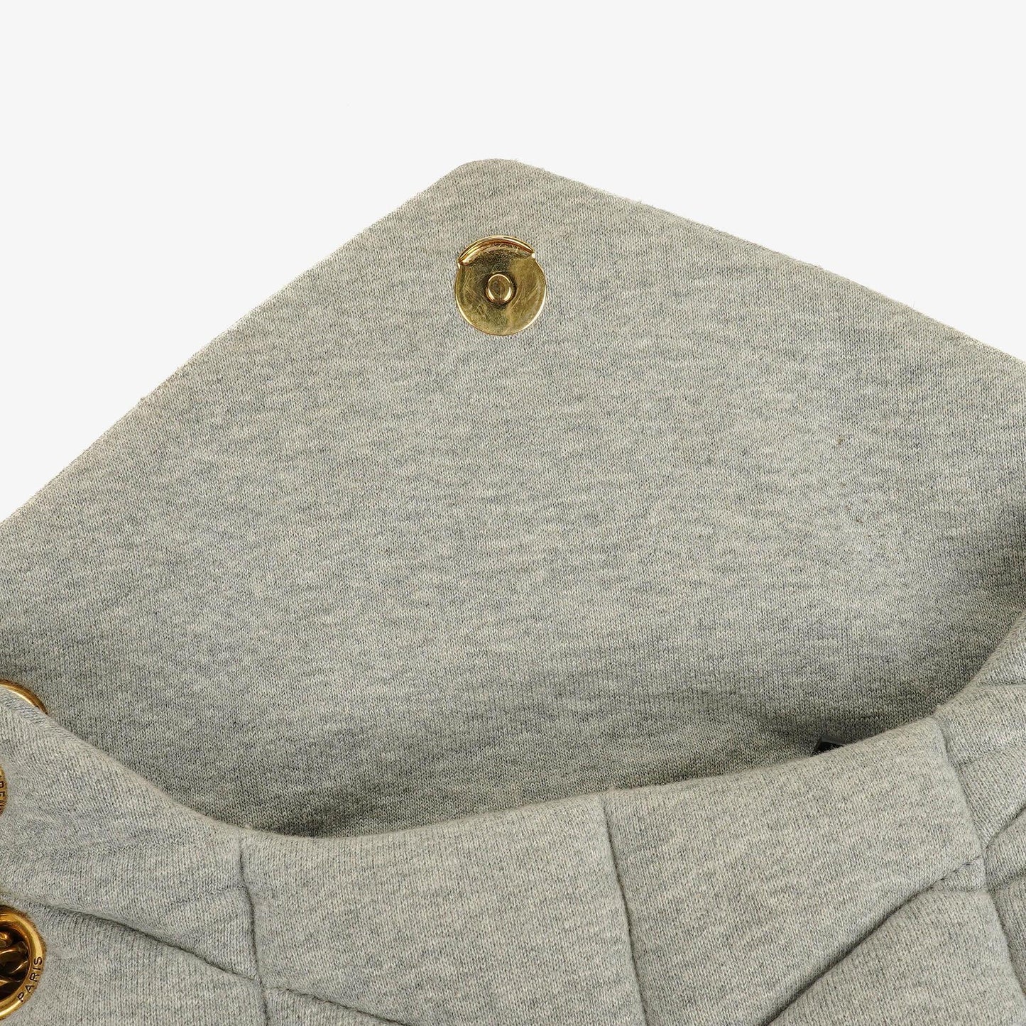 Yves Saint Laurent Loulou Puffer Tasche aus grauem gestepptem Jersey