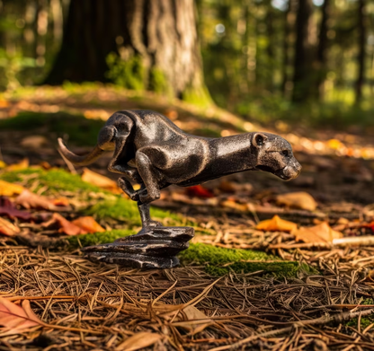 Puma Skulptur 30 cm aus Eisen – „Large Running Cougar“