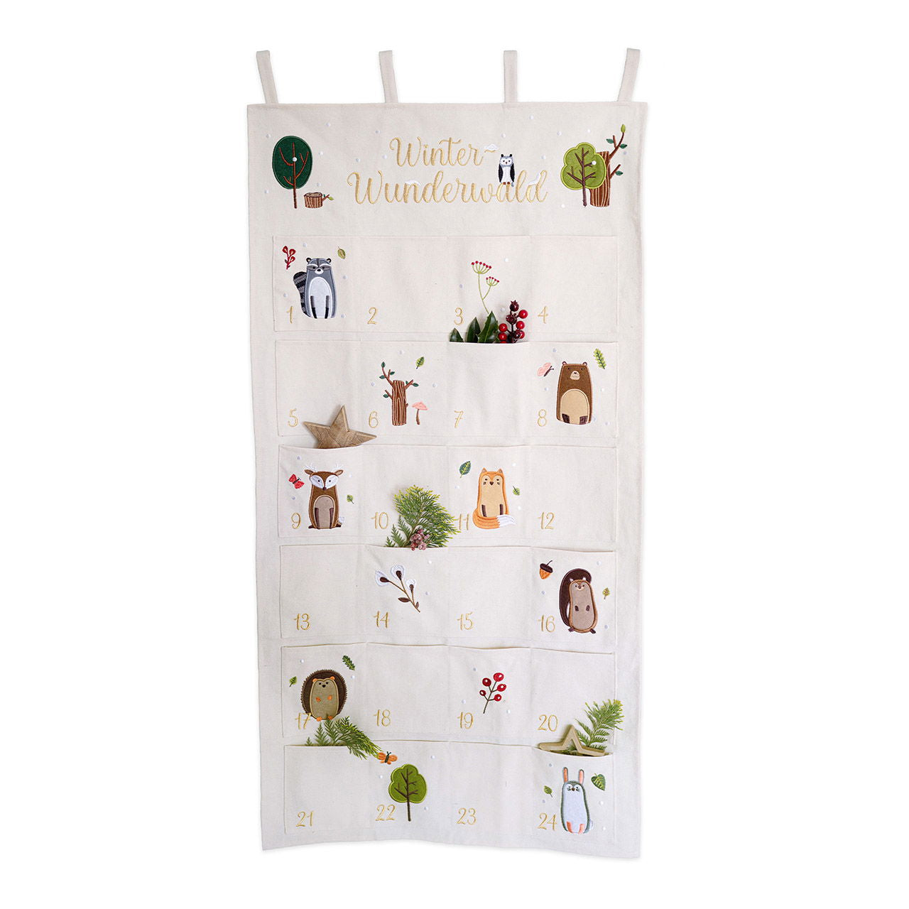 Aufwändige Verarbeitung Dekorationsobjekt Adventskalender - hochwertigem Material Beige