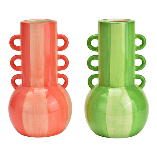 Vase Gestreift Grün - Keramik - Geschenk