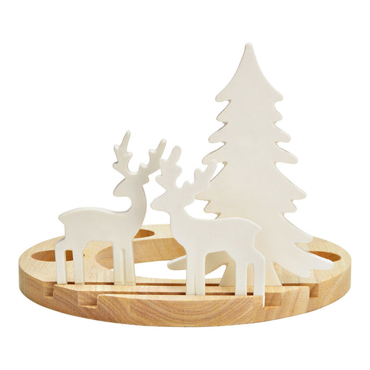 Stilvolle Dekoration Dekoobjekt Adventsgesteck - Holz Weiß