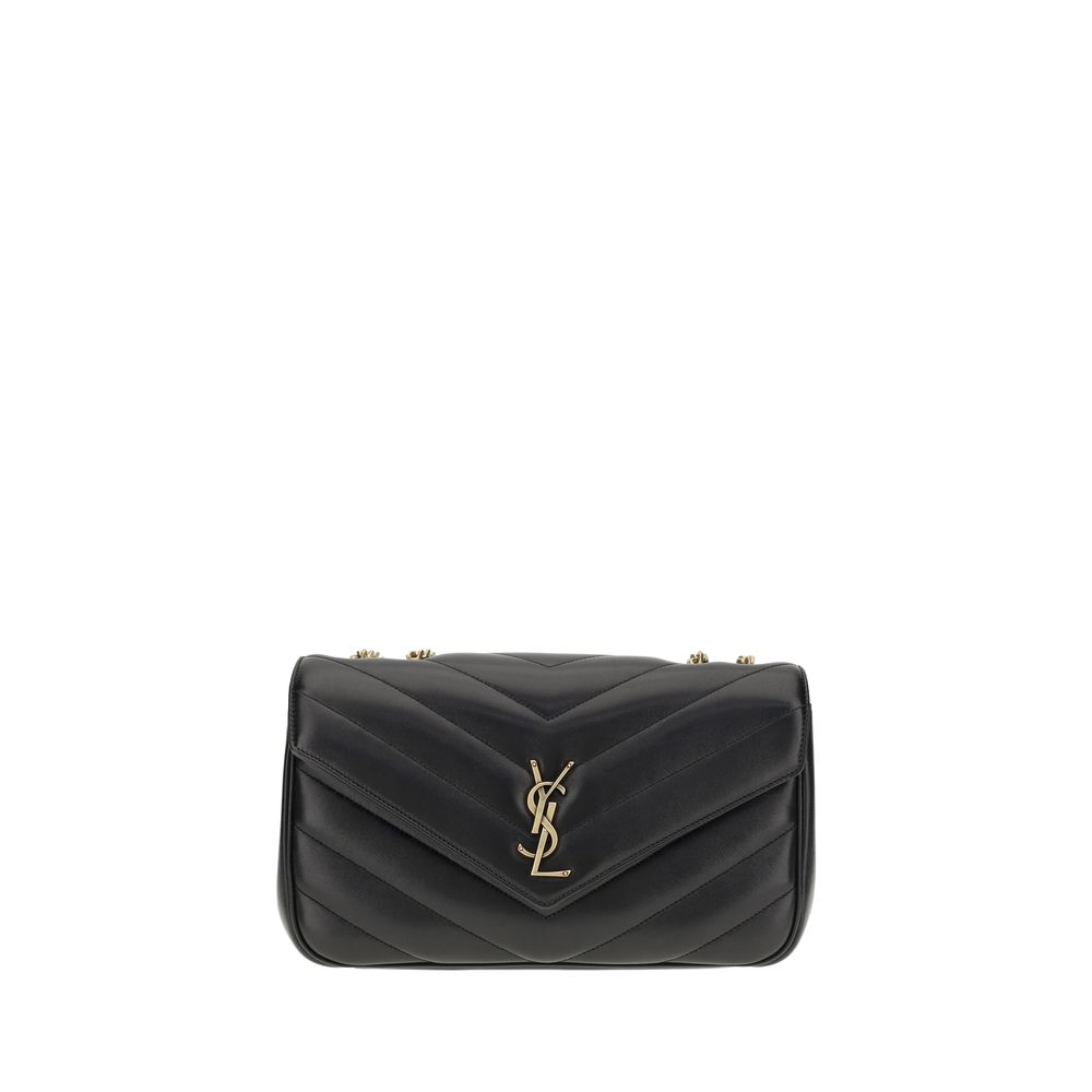 Saint Laurent LouLou Schultertasche aus schwarzem Bos Taurus Kalbsleder