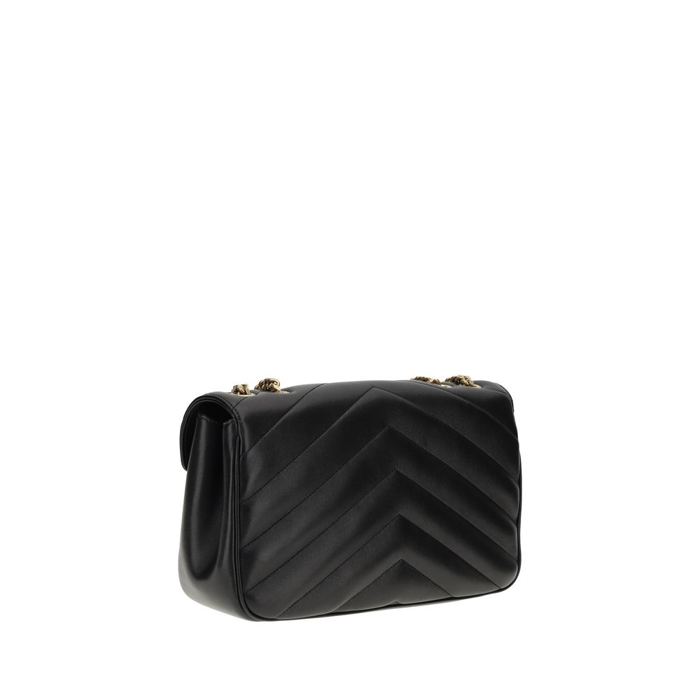 Saint Laurent LouLou Schultertasche aus schwarzem Bos Taurus Kalbsleder