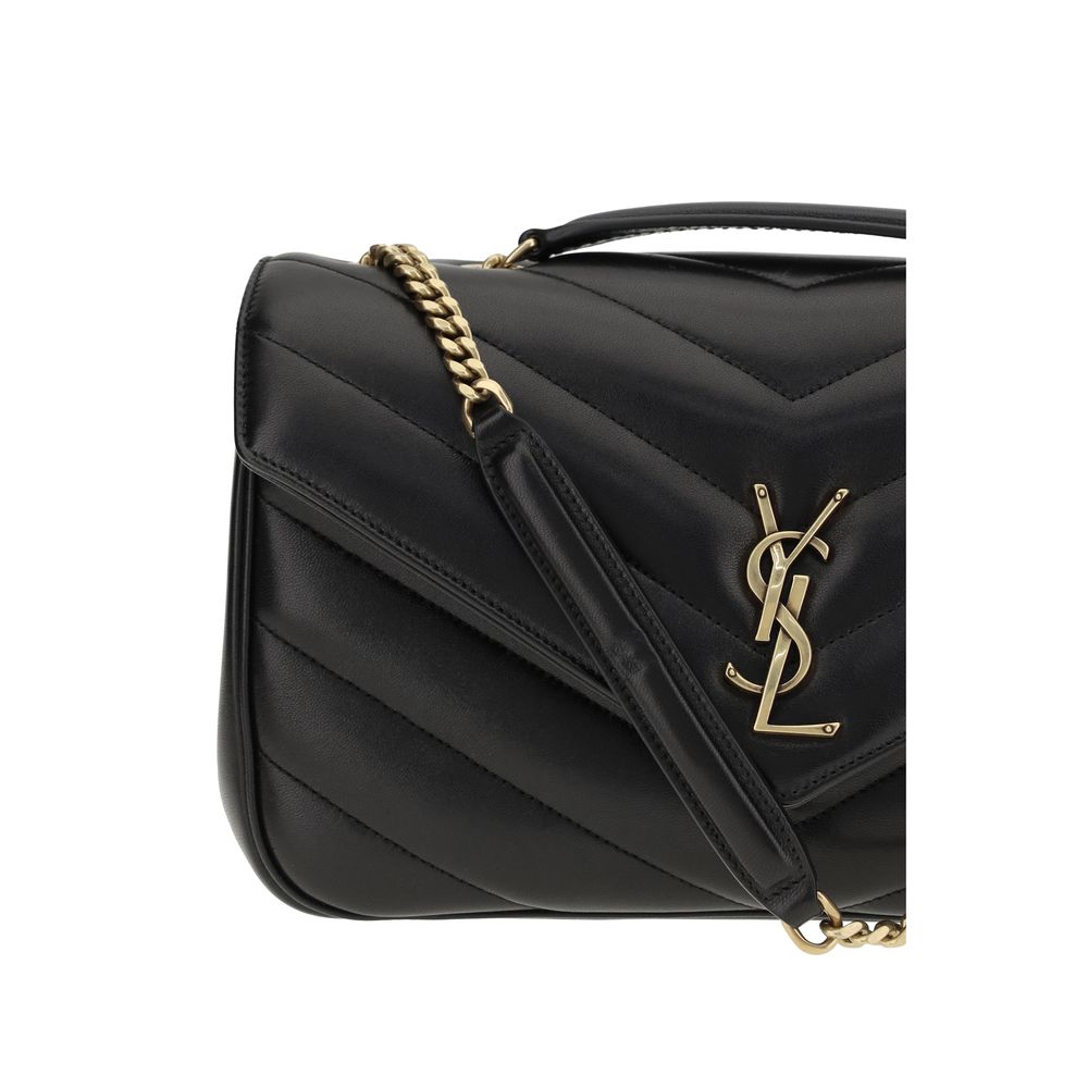 Saint Laurent LouLou Schultertasche aus schwarzem Bos Taurus Kalbsleder