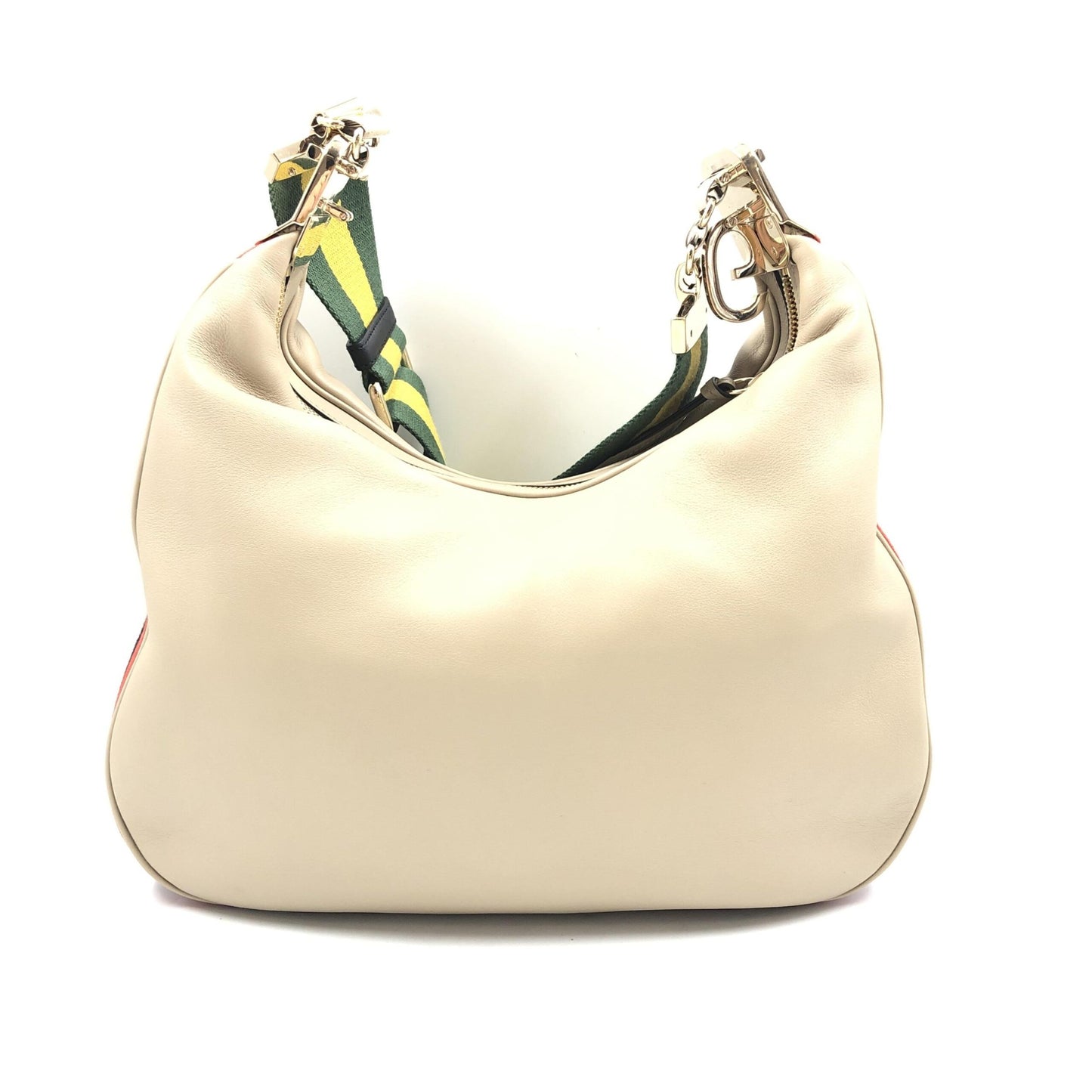 Gucci Aria Kalbsleder Web Große Attache Umhängetasche Beige – Luxus für Anspruchsvolle